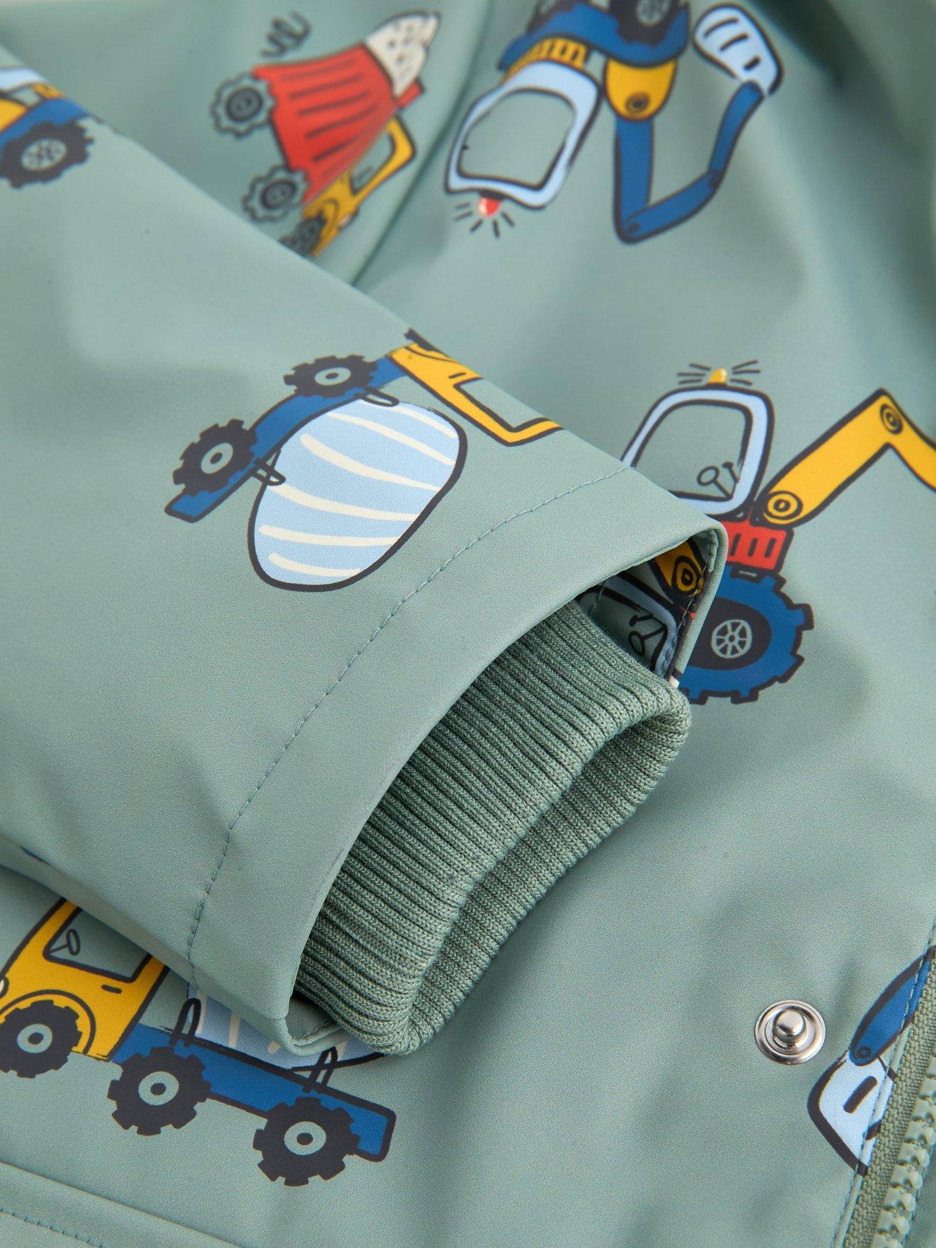 Image 4 of 6 of The Very Collection Boys Fleece Lined Printed Rainmac - Multi