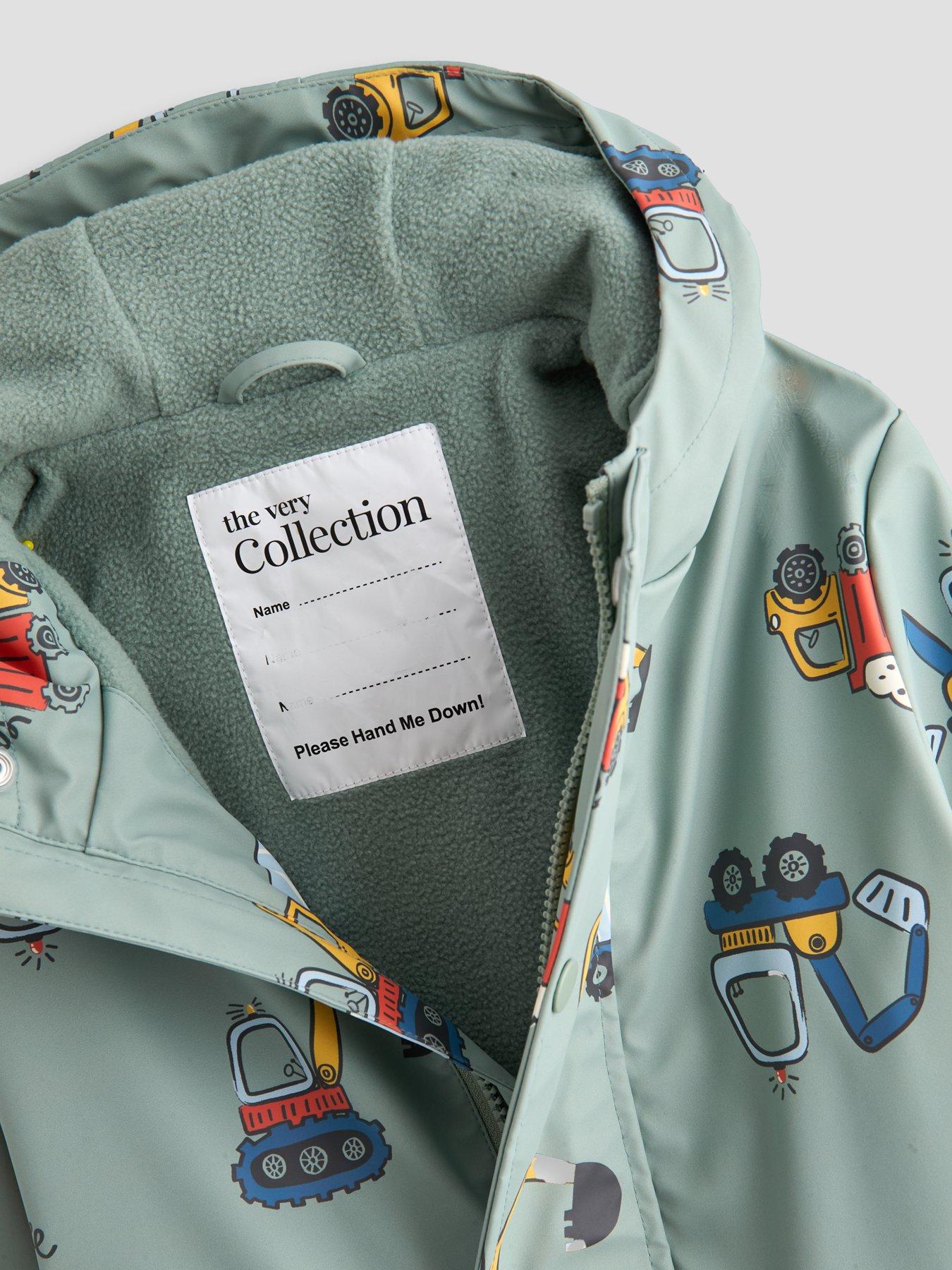 Image 5 of 6 of The Very Collection Boys Fleece Lined Printed Rainmac - Multi