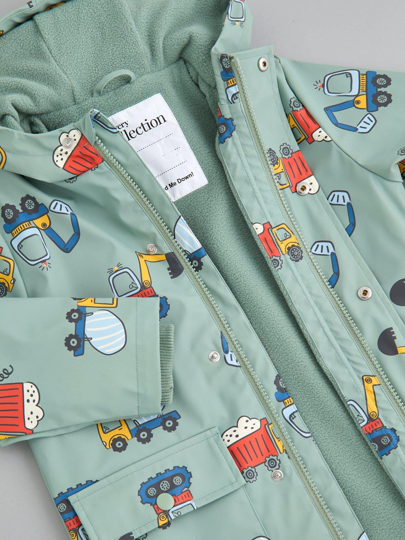 Image 6 of 6 of The Very Collection Boys Fleece Lined Printed Rainmac - Multi