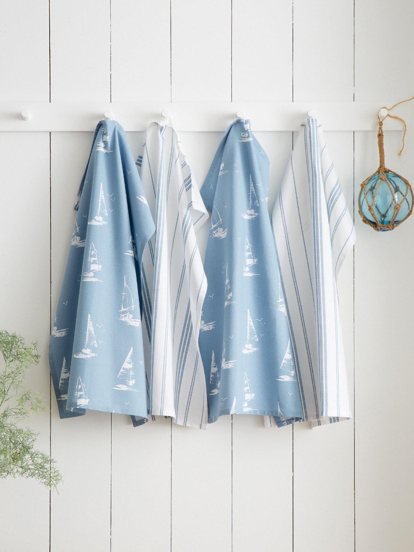 Catherine Lansfield Salcombe Boats Tea Towels 4 Pack