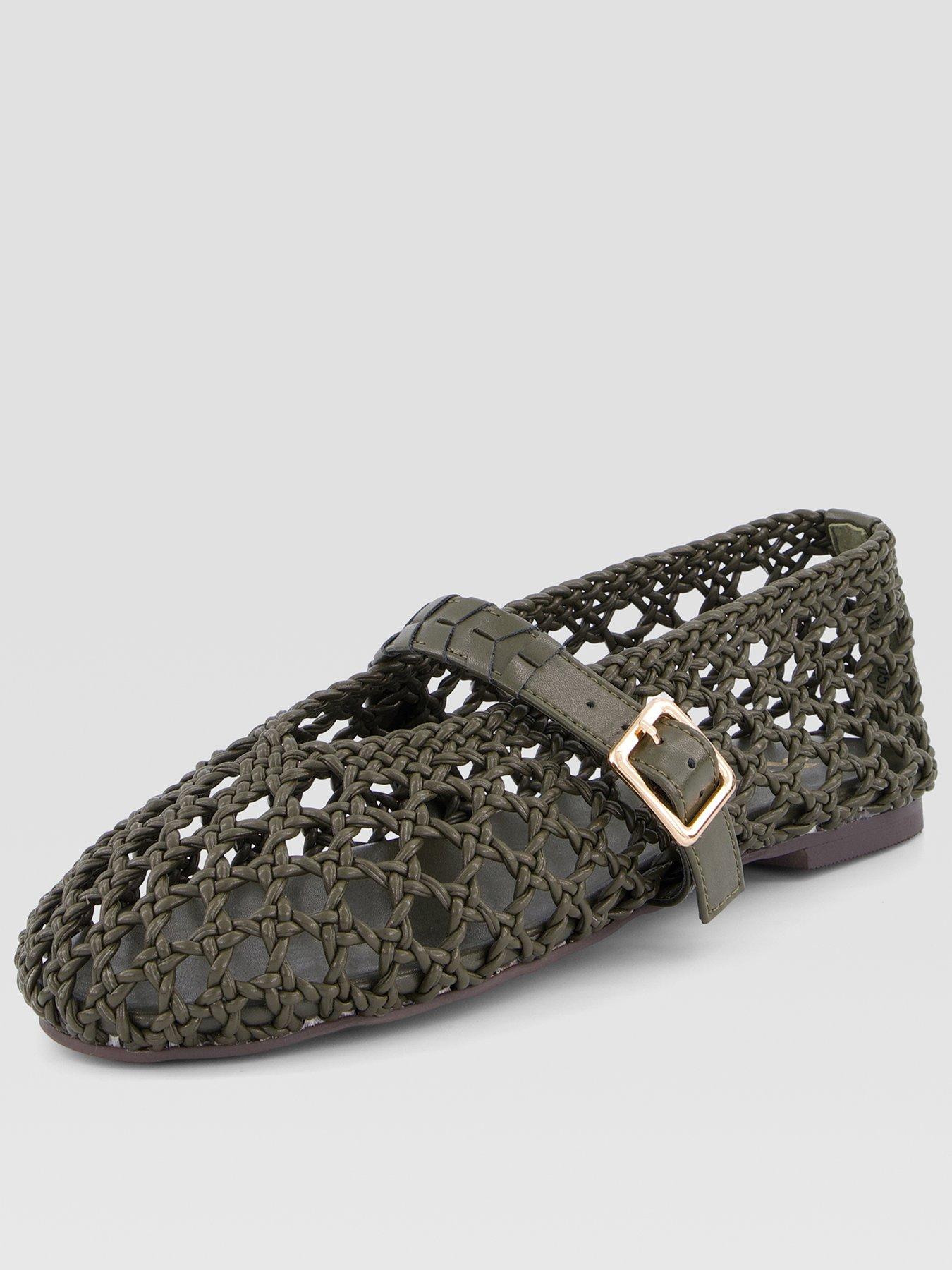 The Very Collection Extra Wide Fit Woven Ballerina Flats - Khaki