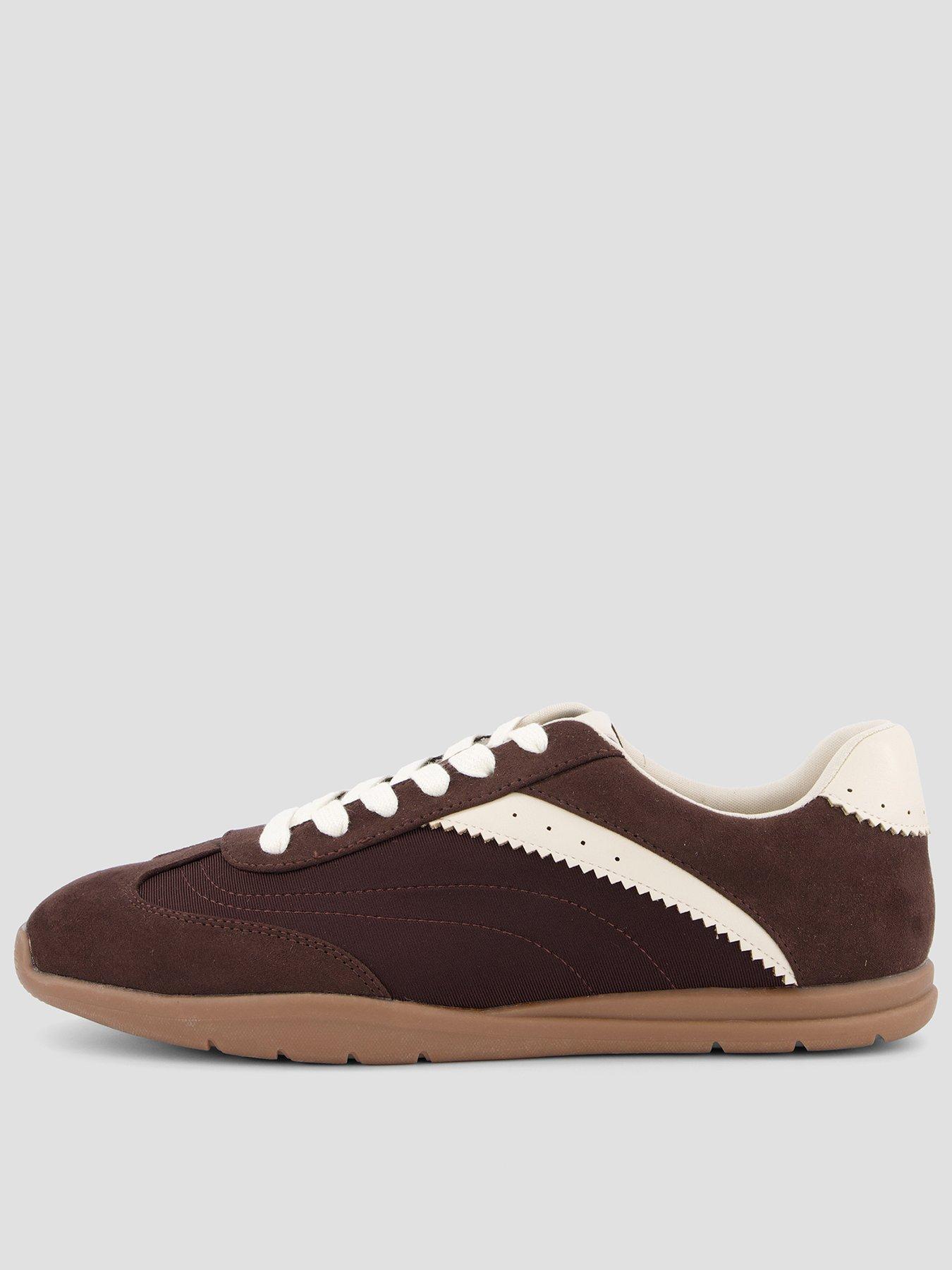 The Very Collection Faux Suede Contrast Stripe Trainers - Chocolate