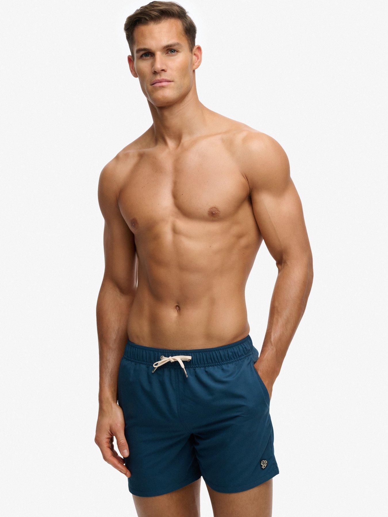 Superdry Embroidered Logo 15- Inch Swim Shorts - Blue