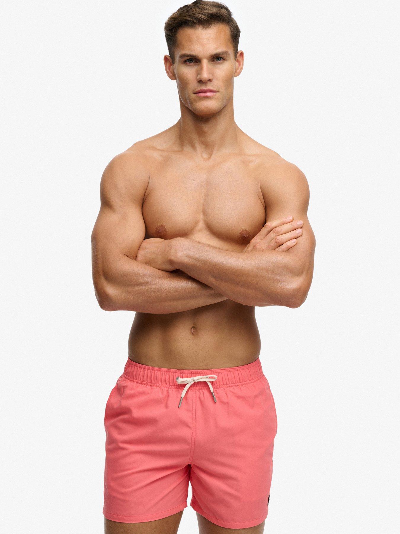 Image 1 of 7 of Superdry Embroidered Logo 15- Inch Swim Shorts - Red