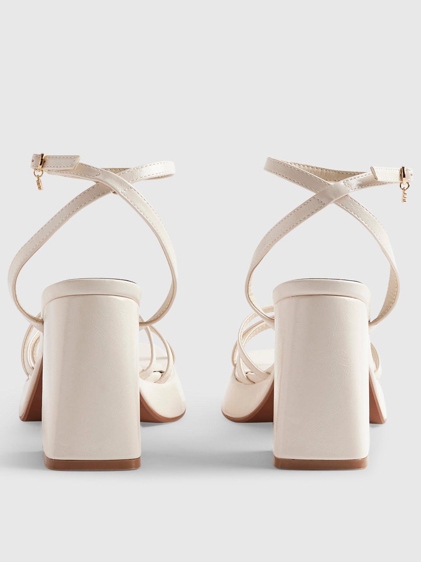 Image 3 of 4 of River Island Block Heel Cross Strap Sandal - White