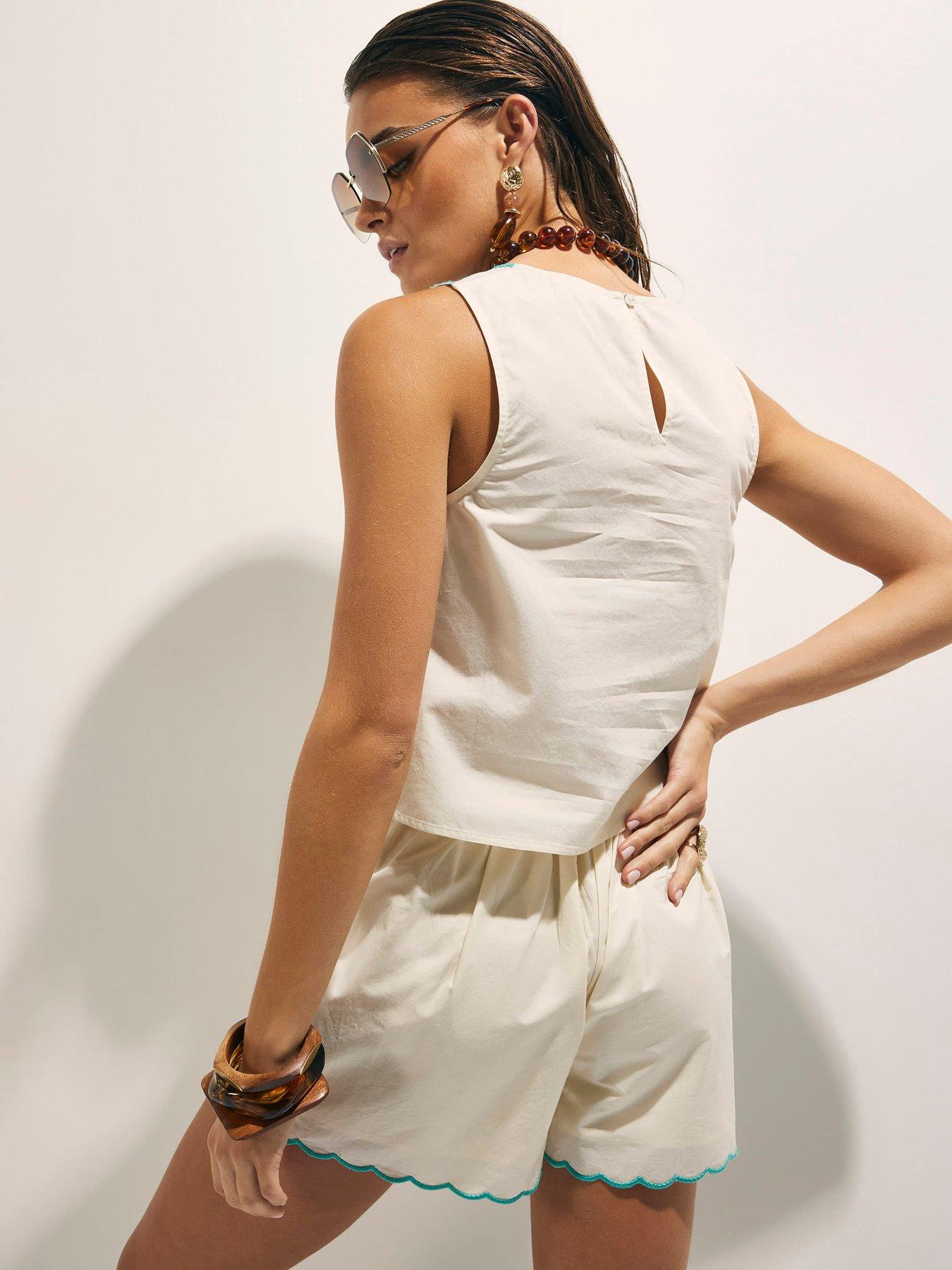 Image 2 of 4 of River Island Emb Stitch Tank - Cream