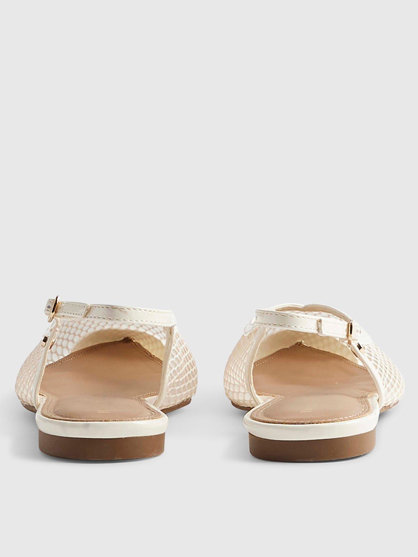 Image 4 of 6 of River Island Mesh Pointed Toe Sling Back Shoes &nbsp;- Cream