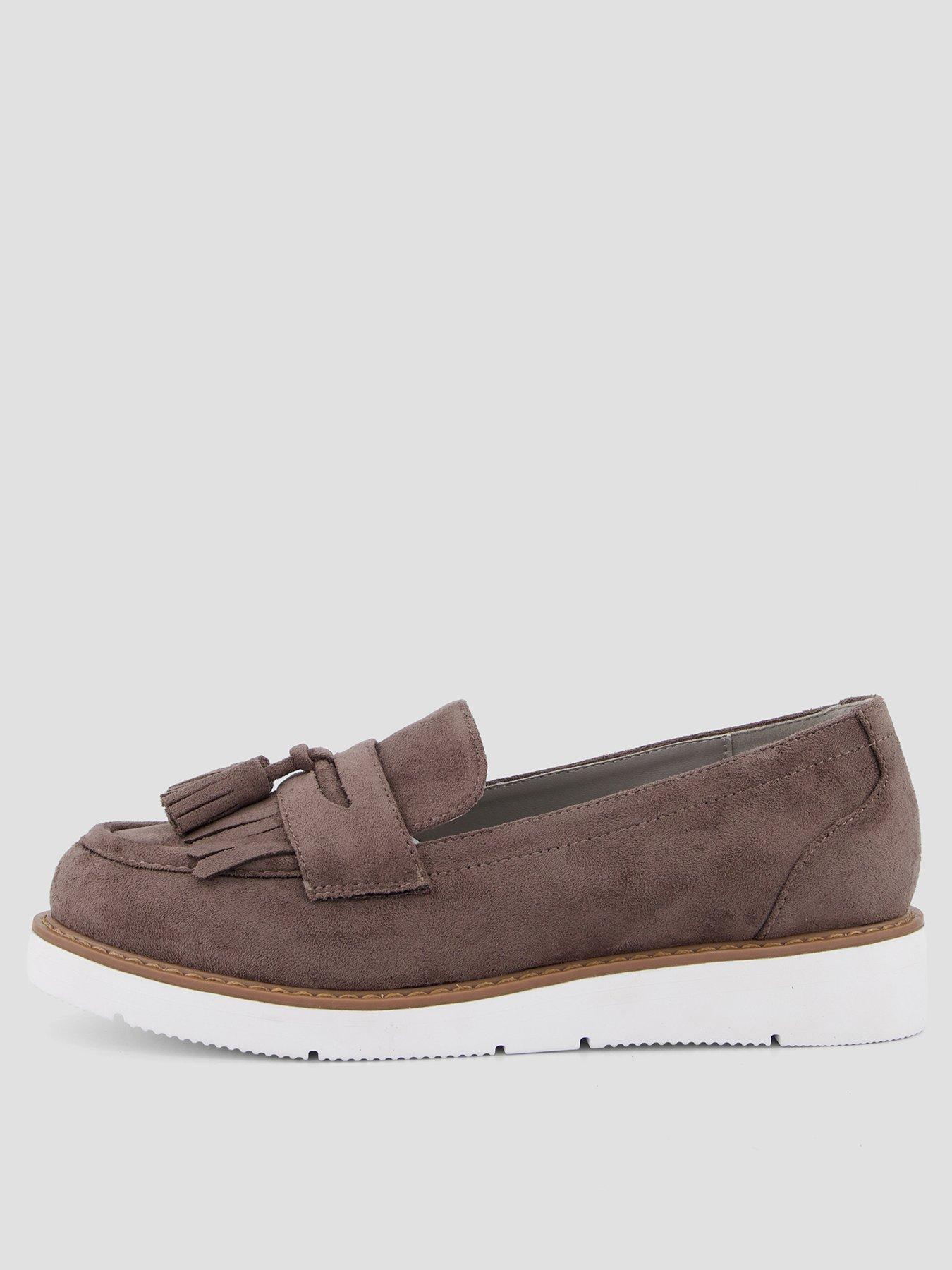 The Very Collection Wide Fit Flatform Tassle Loafer Shoes - Grey