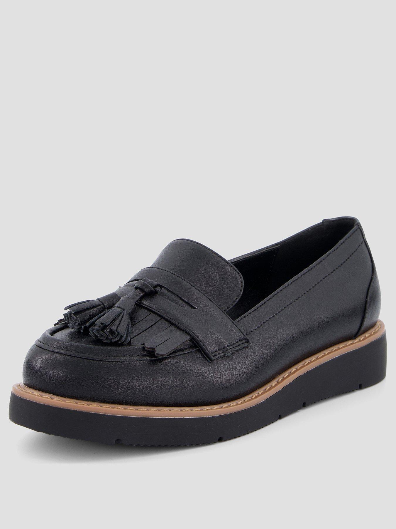 Image 2 of 6 of The Very Collection Wide Fit Flatform Tassle Loafer - Black