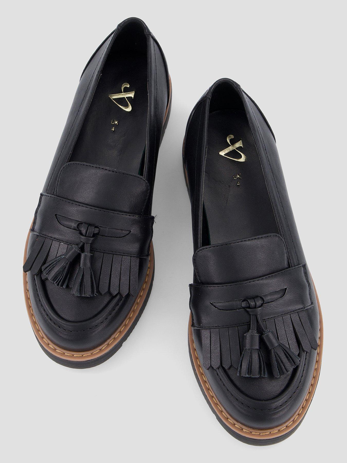 Image 3 of 6 of The Very Collection Wide Fit Flatform Tassle Loafer - Black