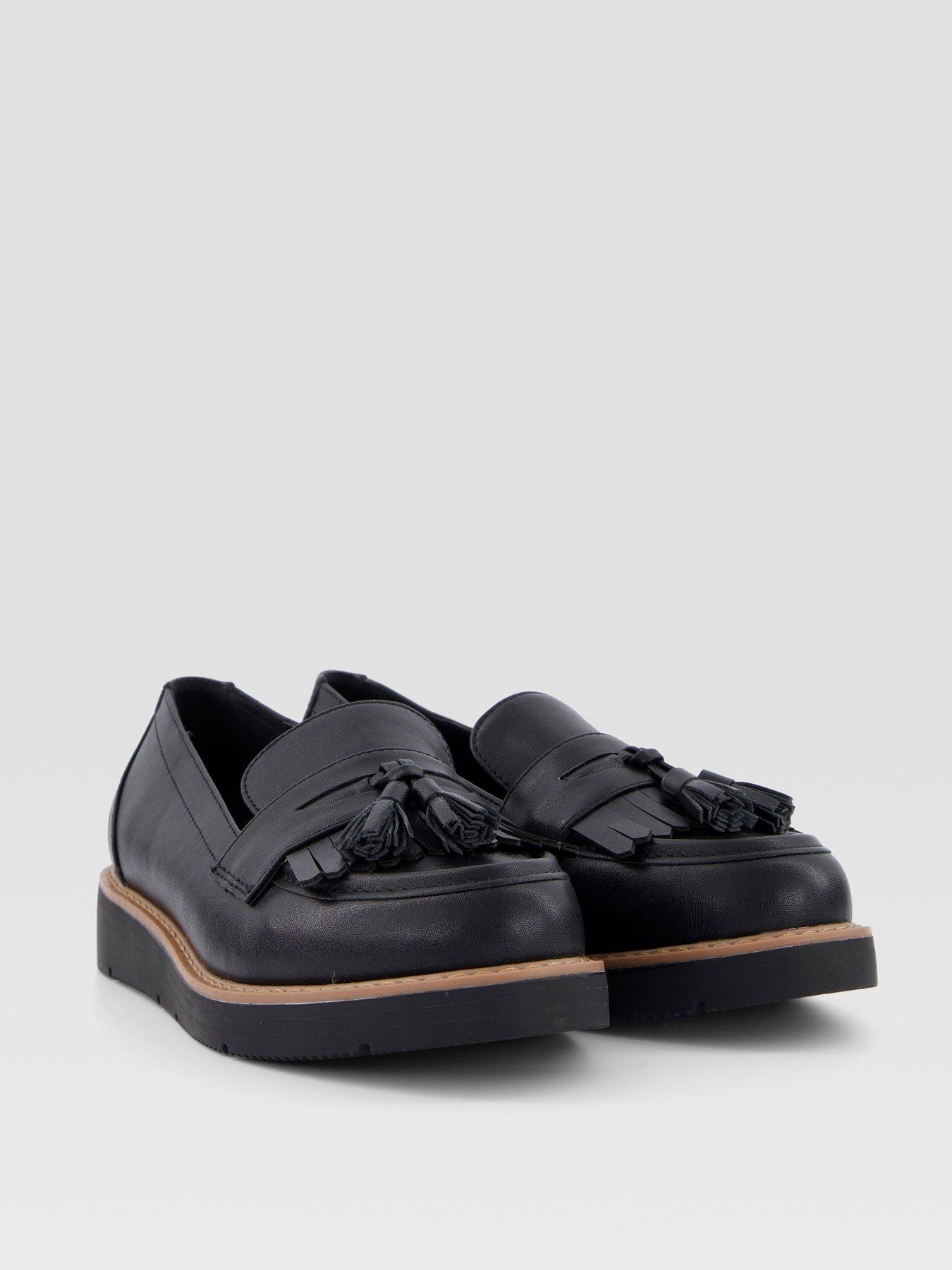 Image 6 of 6 of The Very Collection Wide Fit Flatform Tassle Loafer - Black