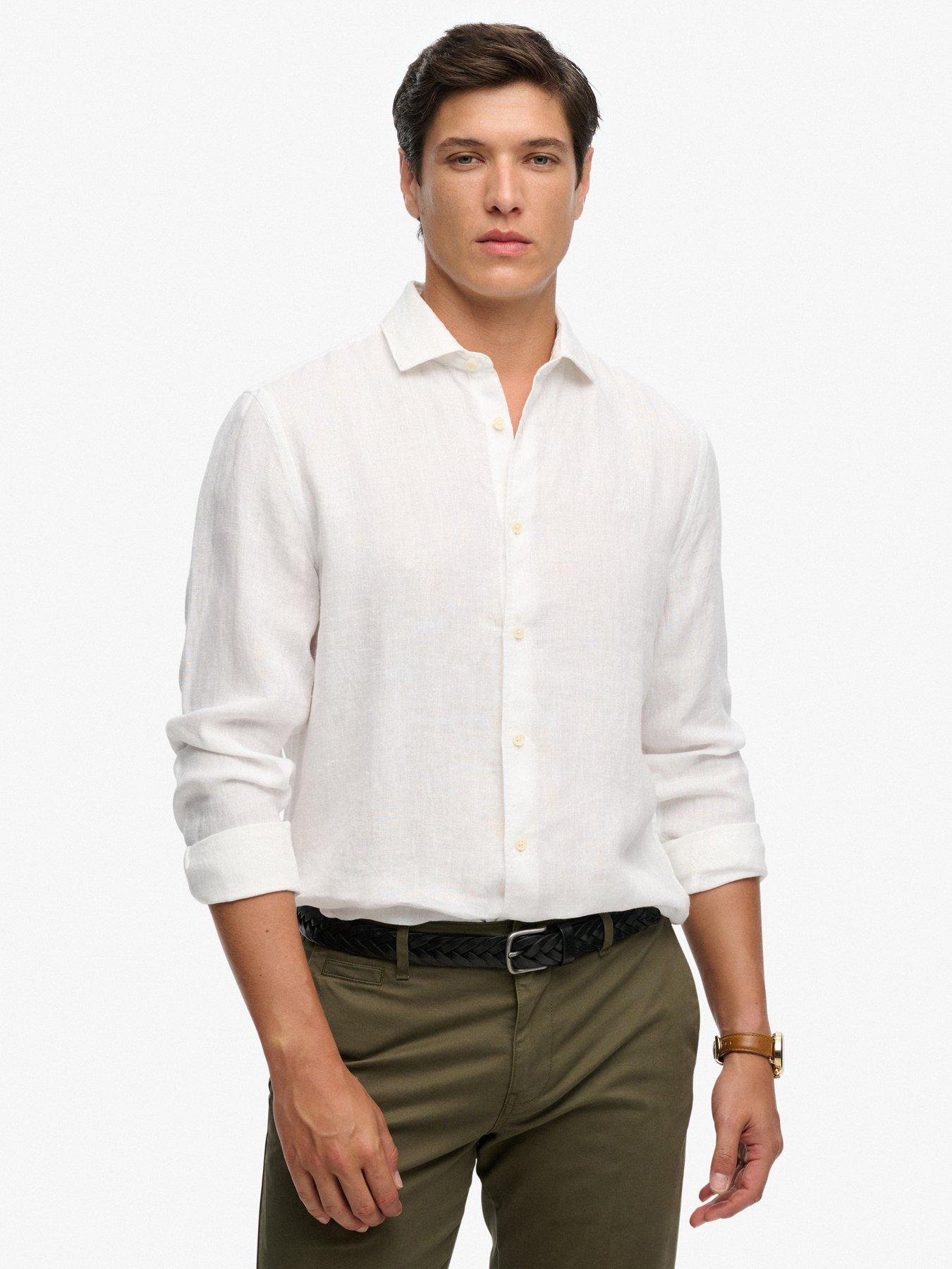 Superdry Riviera Long Sleeve Linen Shirt - White