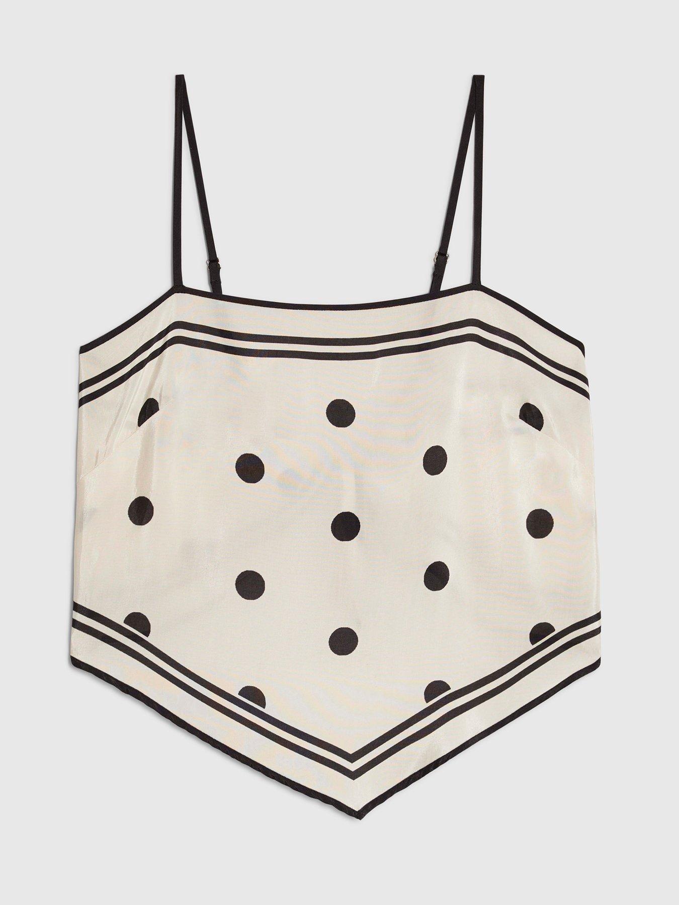 Image 5 of 6 of River Island Spot Print Hanky Co-ord Top - Cream