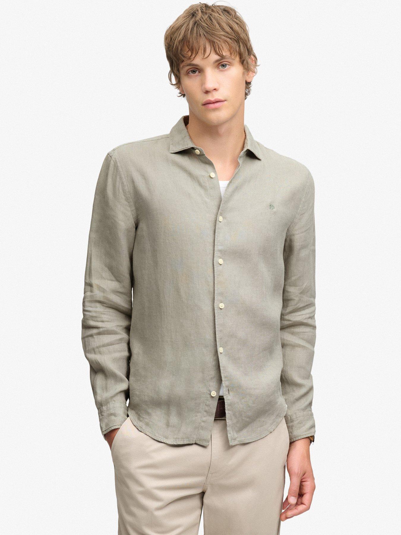 Superdry Riviera Long Sleeve Linen Shirt - Green