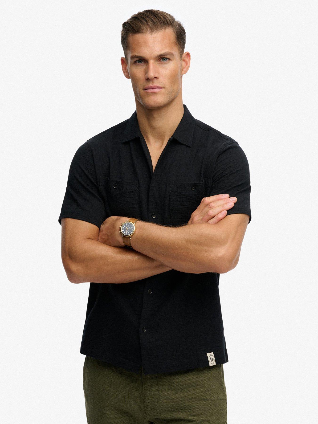 Superdry Merchant Textured Short Sleeve Shirt - Black