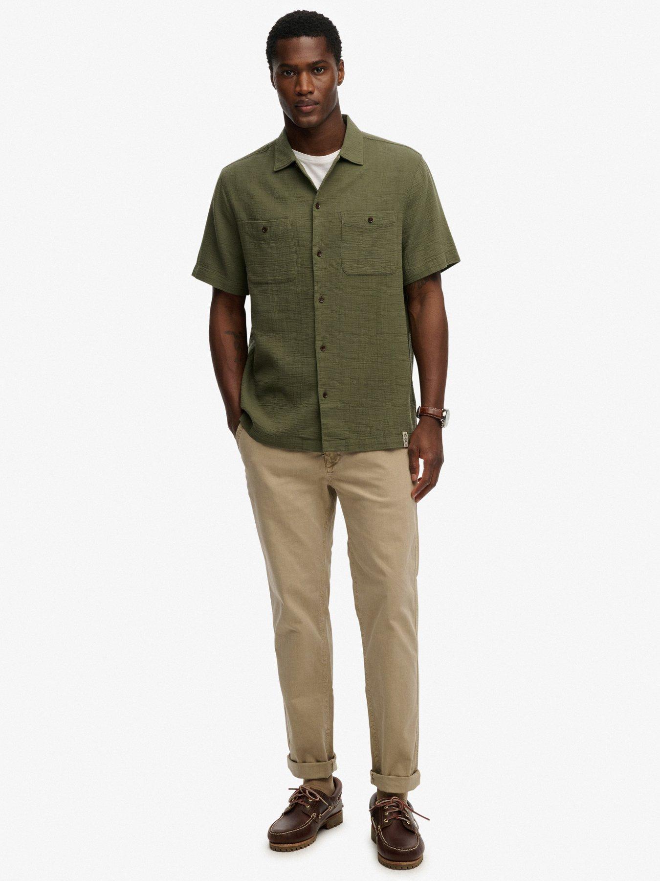 Image 3 of 5 of Superdry Superdry Merchant Textured Short Sleeve Shirt - Green