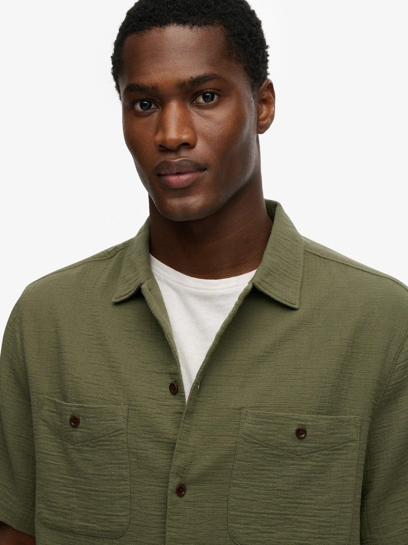 Image 4 of 5 of Superdry Superdry Merchant Textured Short Sleeve Shirt - Green