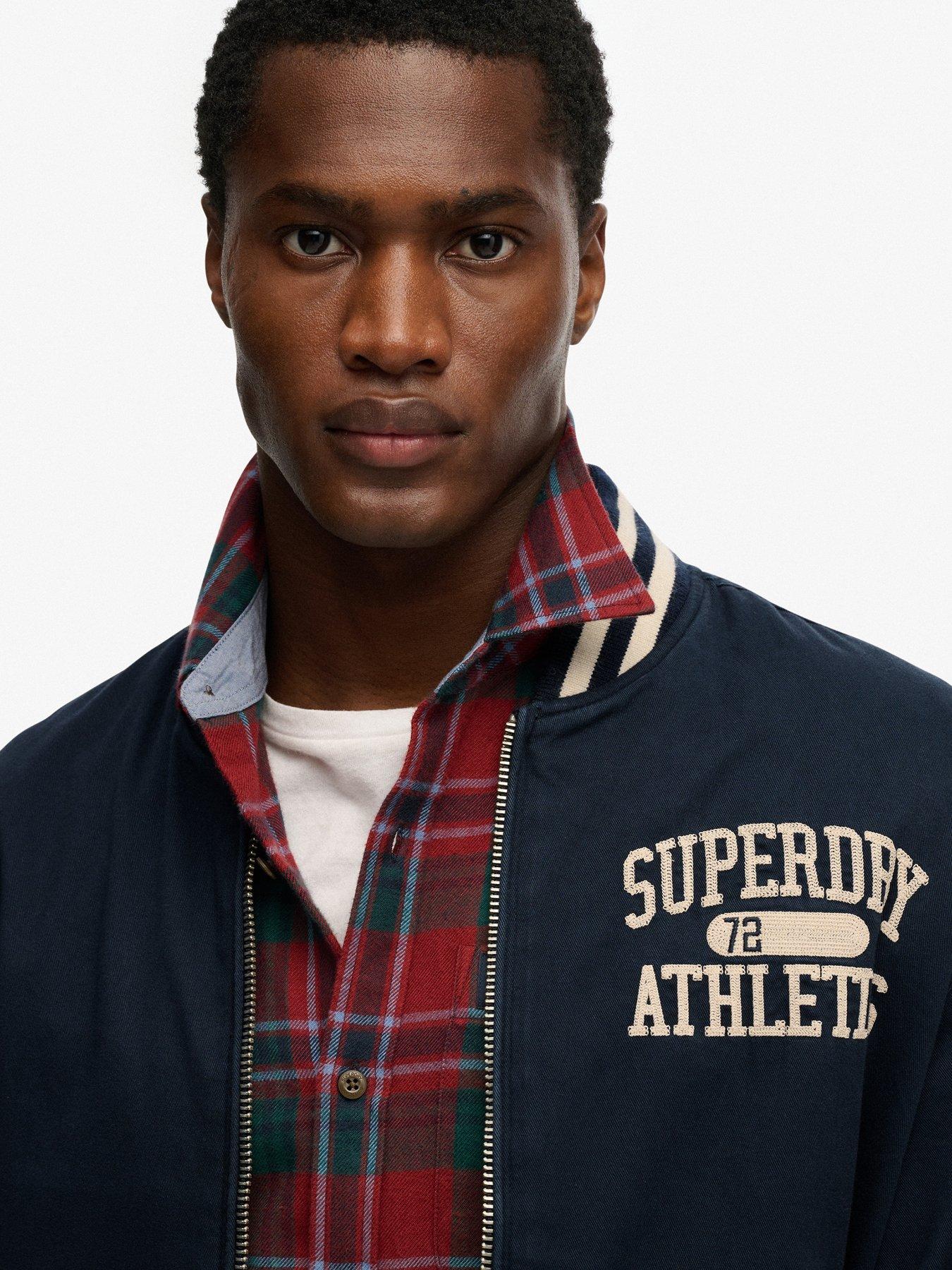 Image 4 of 7 of Superdry Superdry Twill Varsity Bomber Jacket - Navy