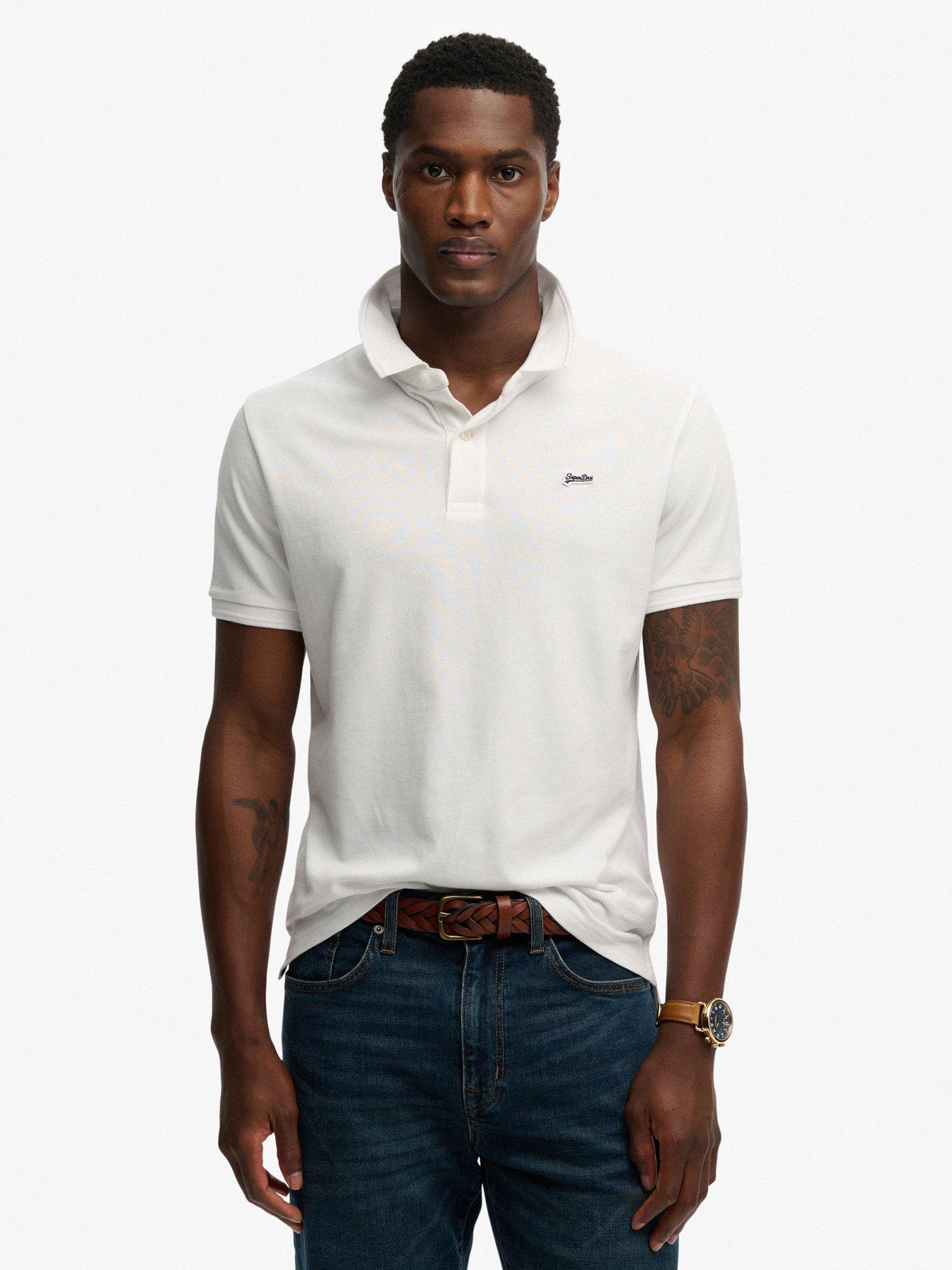 Superdry Classic Pique Polo Shirt, White, Size L, Men