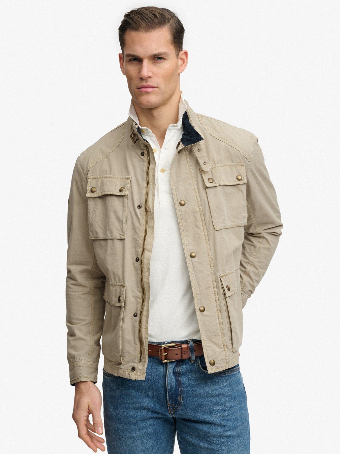Image 1 of 6 of Superdry Superdry Merchant Ripstop Racer Jacket - Beige