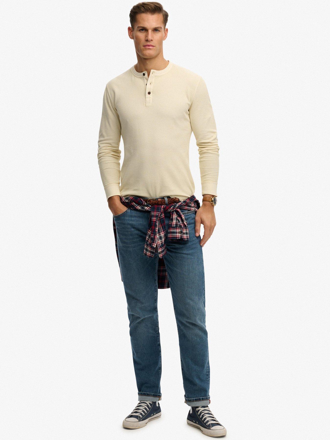 Image 3 of 6 of Superdry Lightweight Textured Grandad Top - Cream
