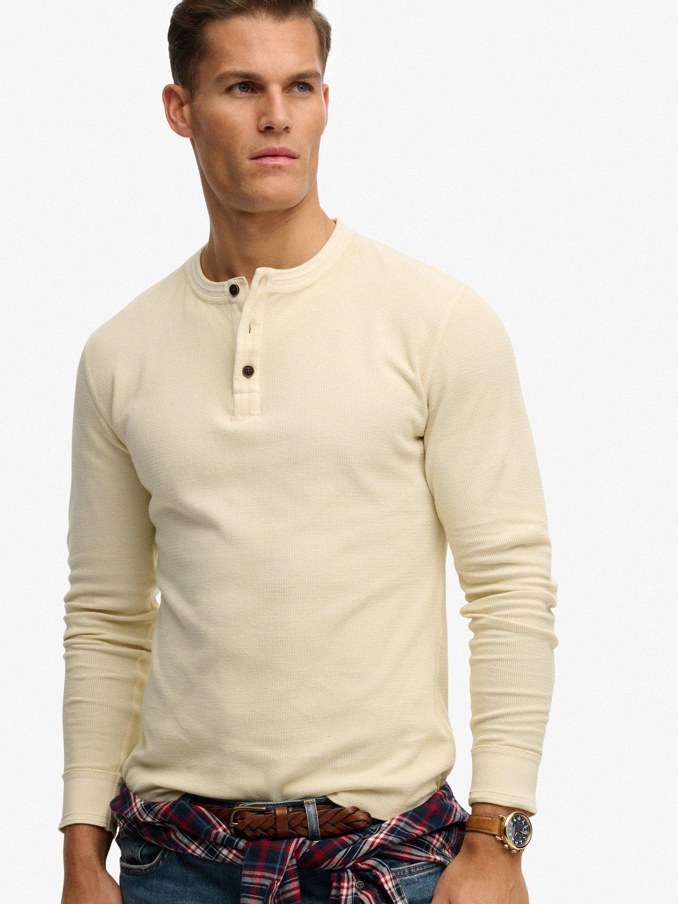 Image 5 of 6 of Superdry Lightweight Textured Grandad Top - Cream