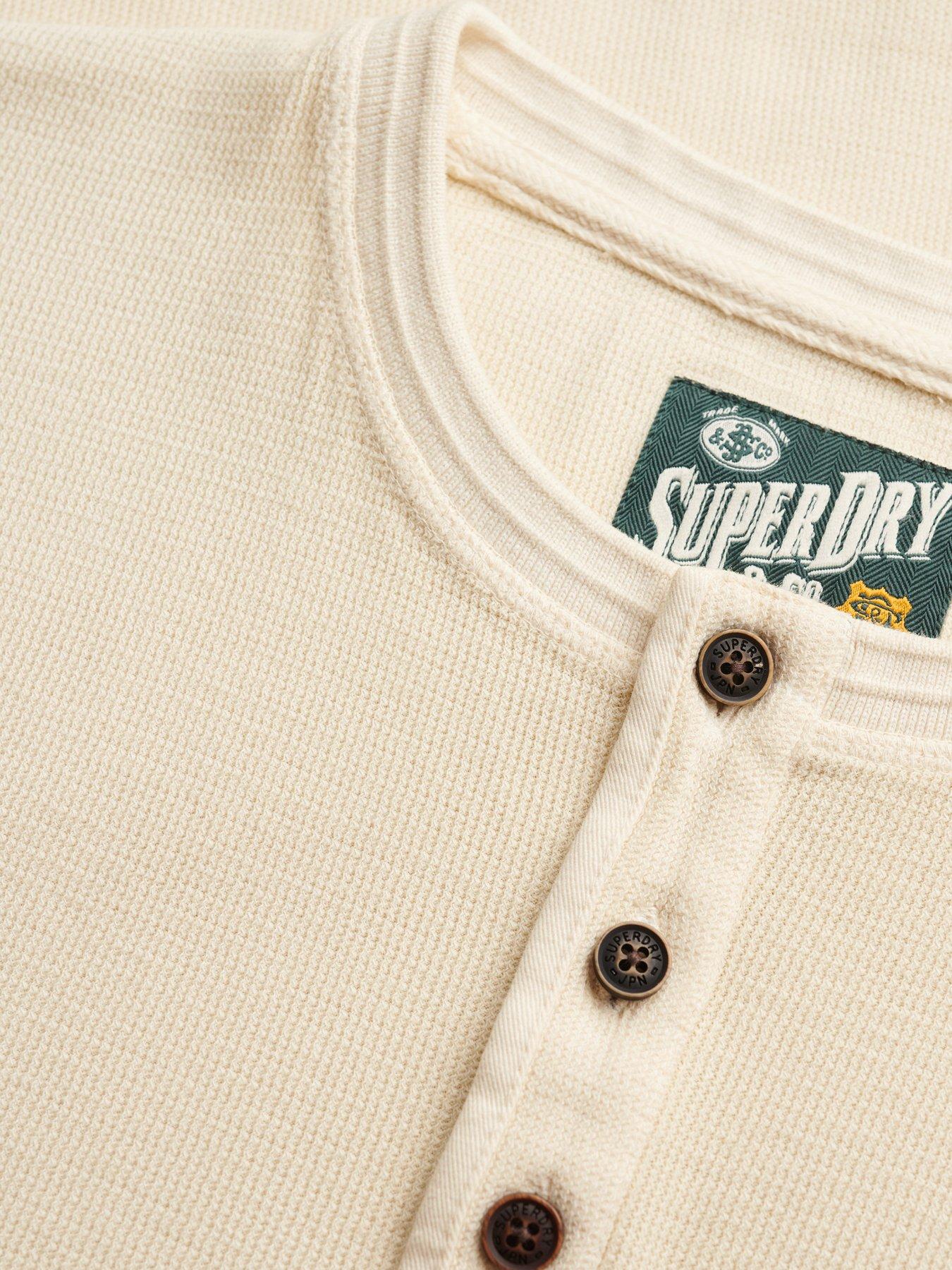 Image 6 of 6 of Superdry Lightweight Textured Grandad Top - Cream
