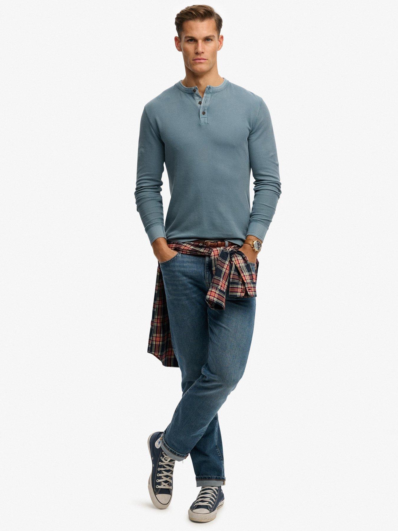 Image 3 of 5 of Superdry Superdry Lightweight Textured Grandad Top - Blue