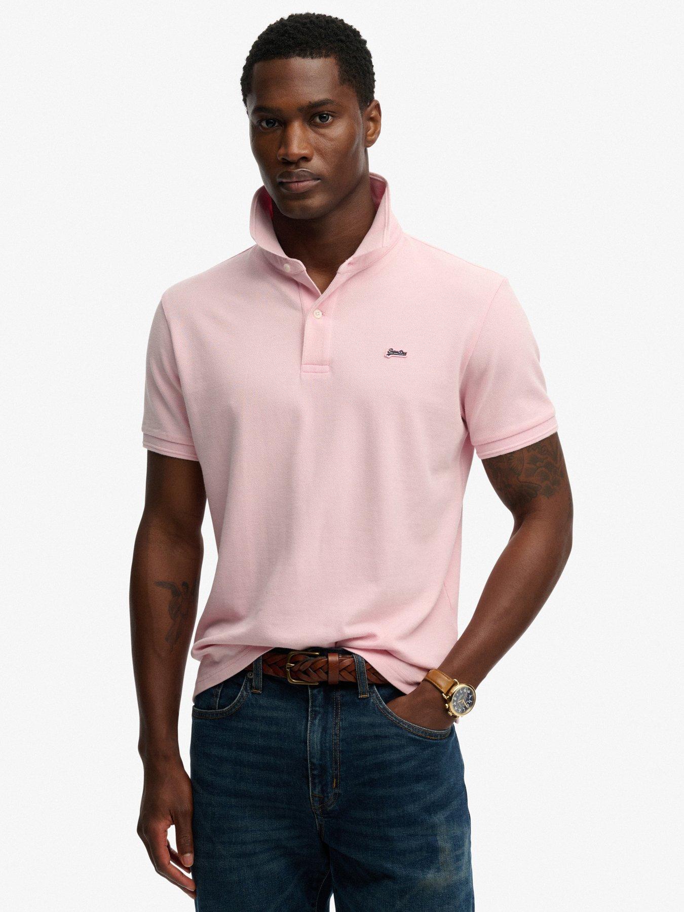 Superdry Classic Pique Polo Shirt, Pink, Size L, Men