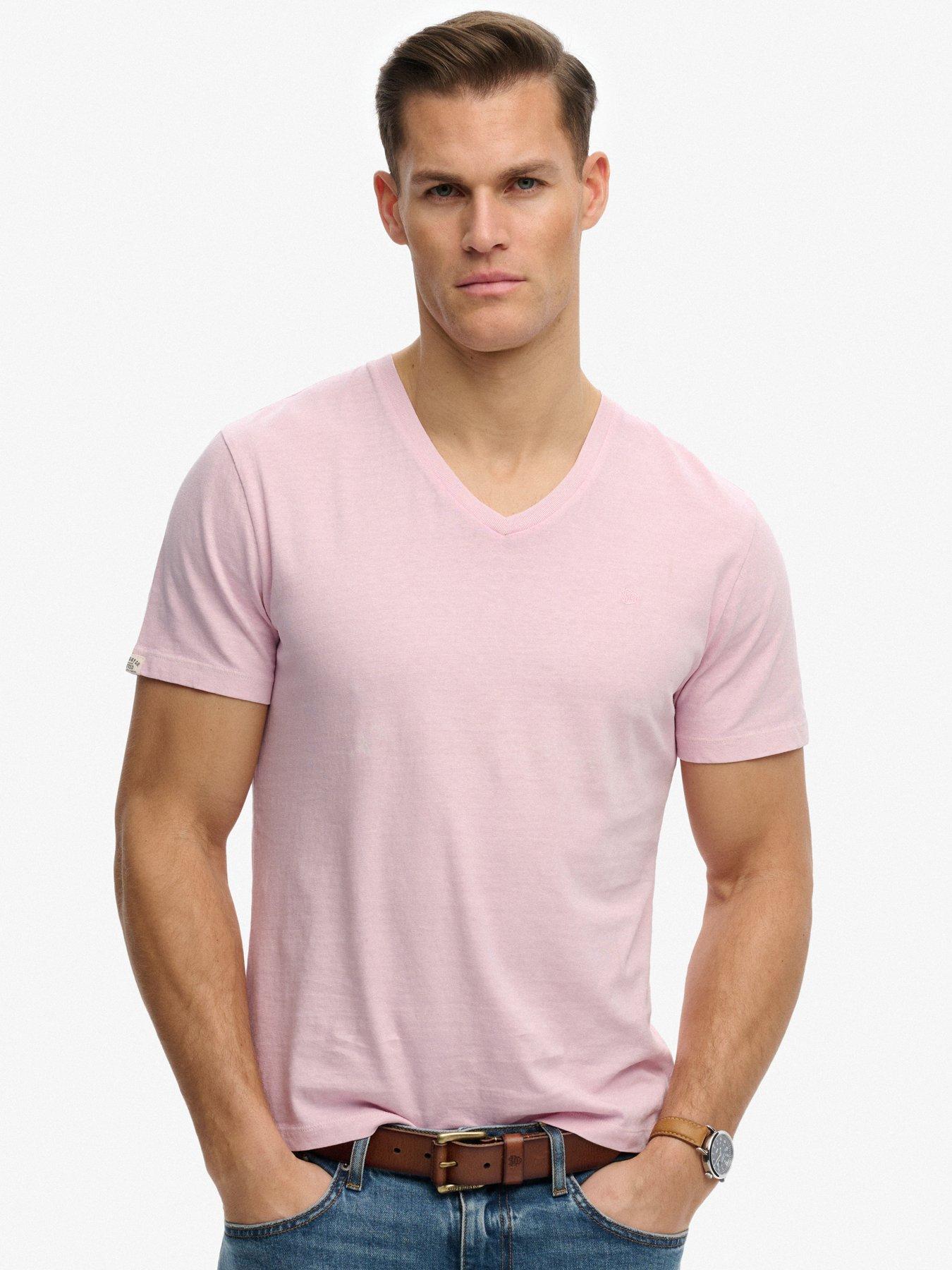 Superdry Classic Cotton Linen V-Neckline T-Shirt - Light Pink