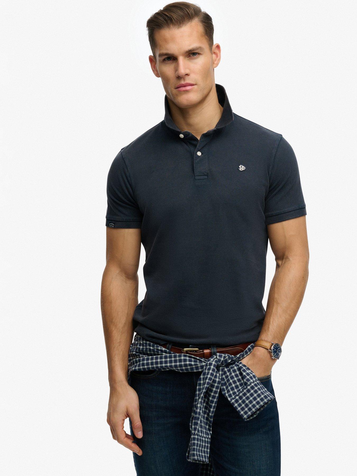 Superdry Vintage Destroy Polo Shirt - Navy