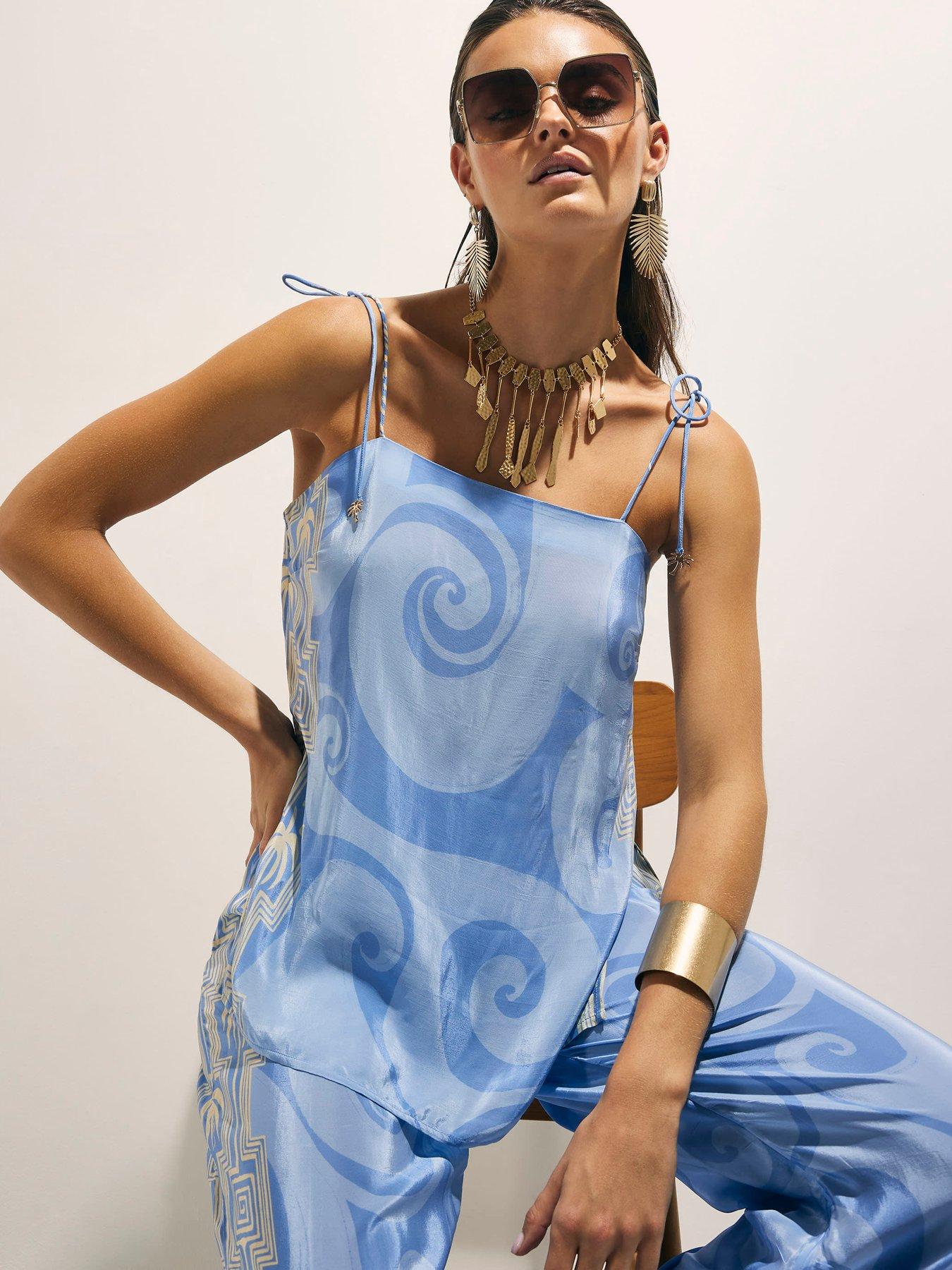 River Island La Mer Palm Co-ord Cami - Blue
