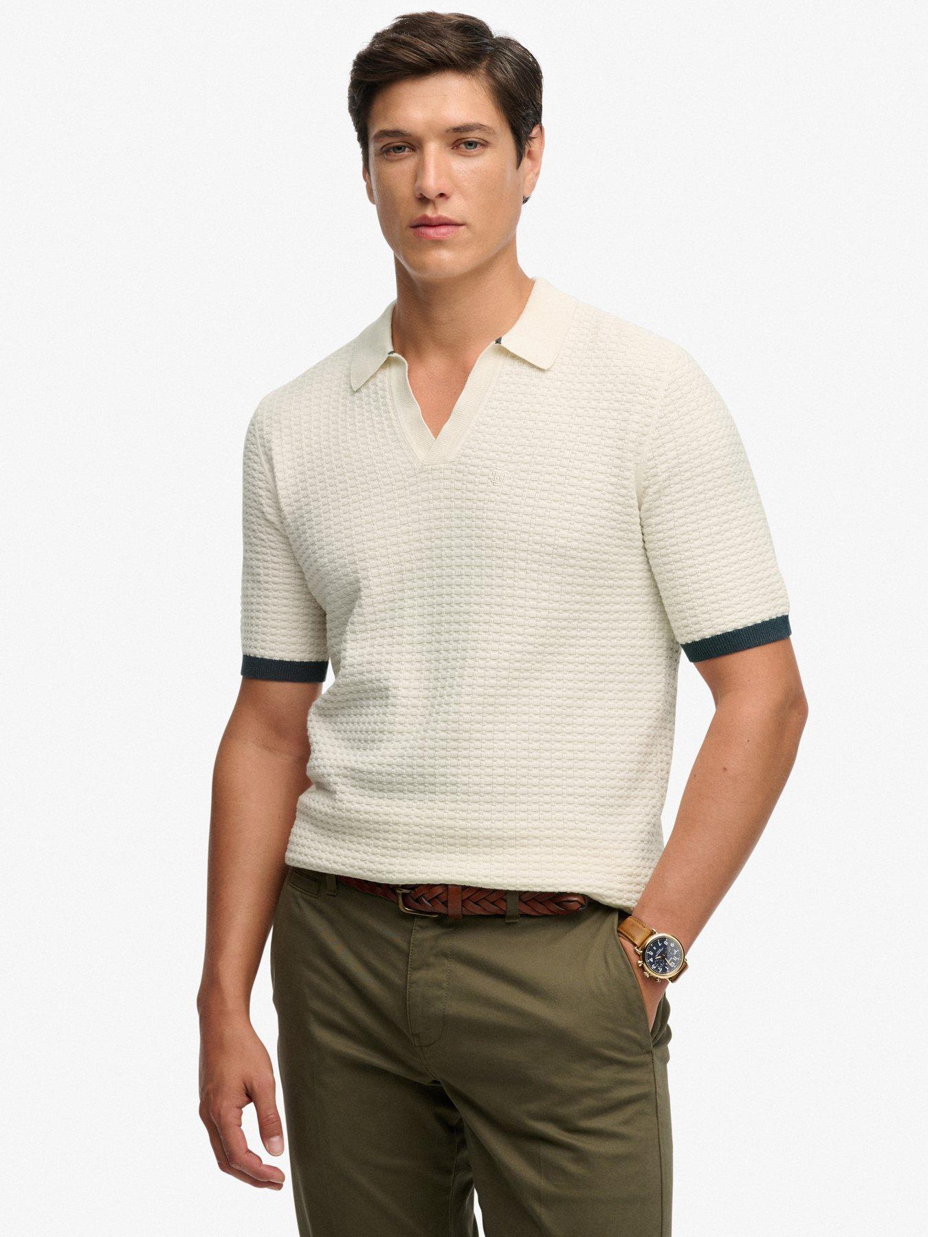 Superdry Johnny Collar Knitted Polo Shirt - Cream