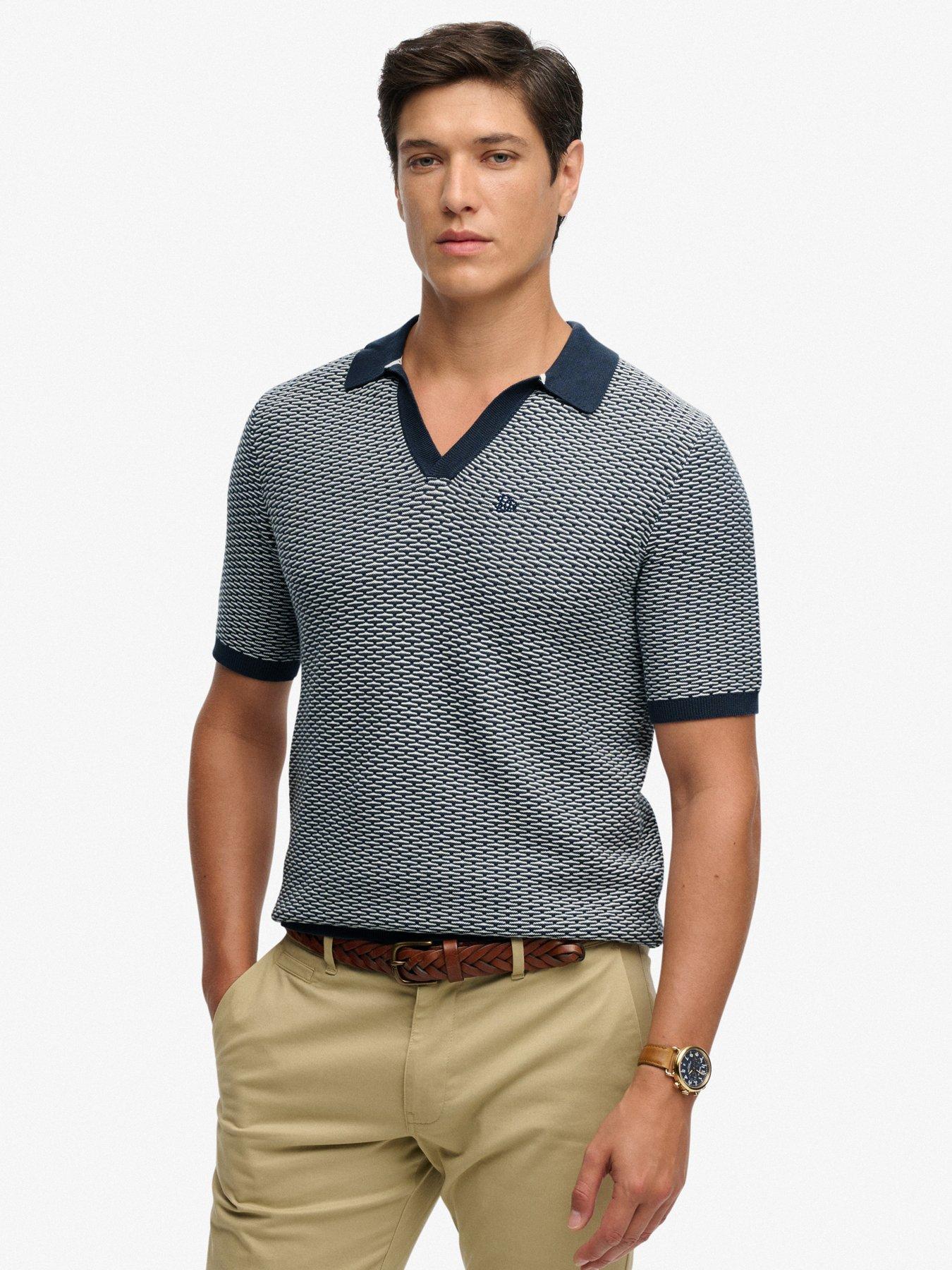 Superdry Johnny Collar Knitted Polo Shirt, Navy, Size 2Xl, Men