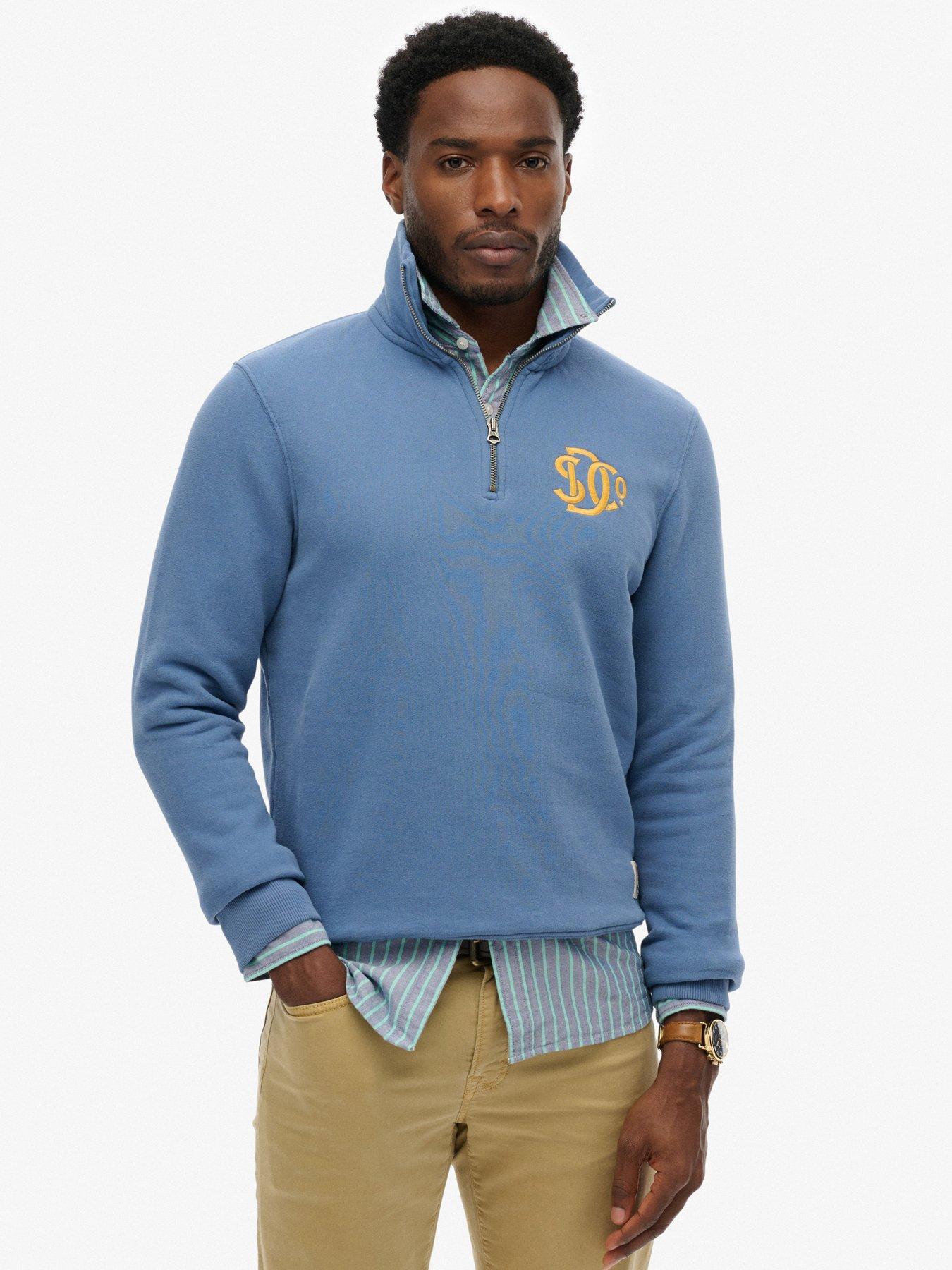 Superdry Neon Half Zip Sweatshirt - Light Blue