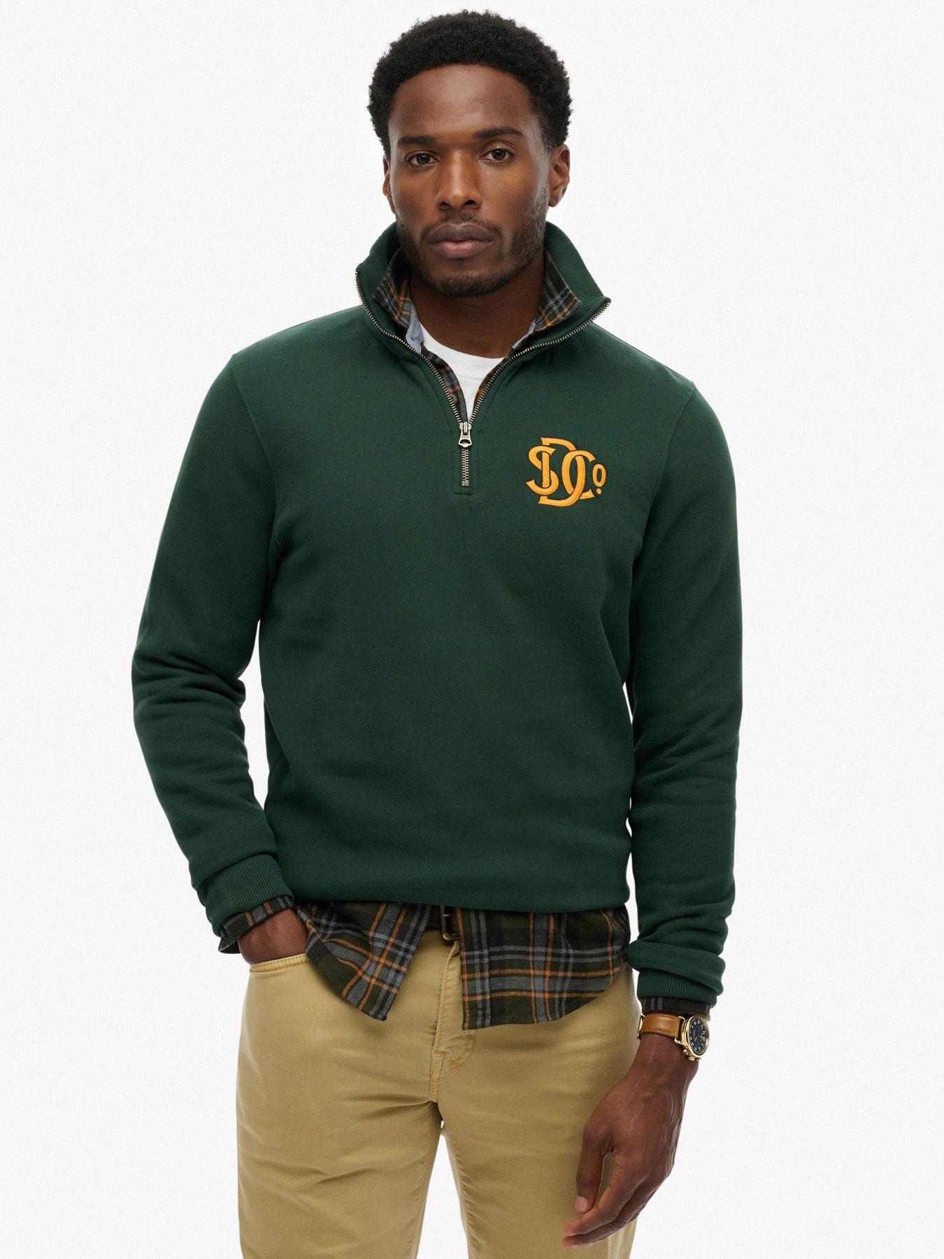 Superdry Neon Half Zip Sweatshirt - Dark Green