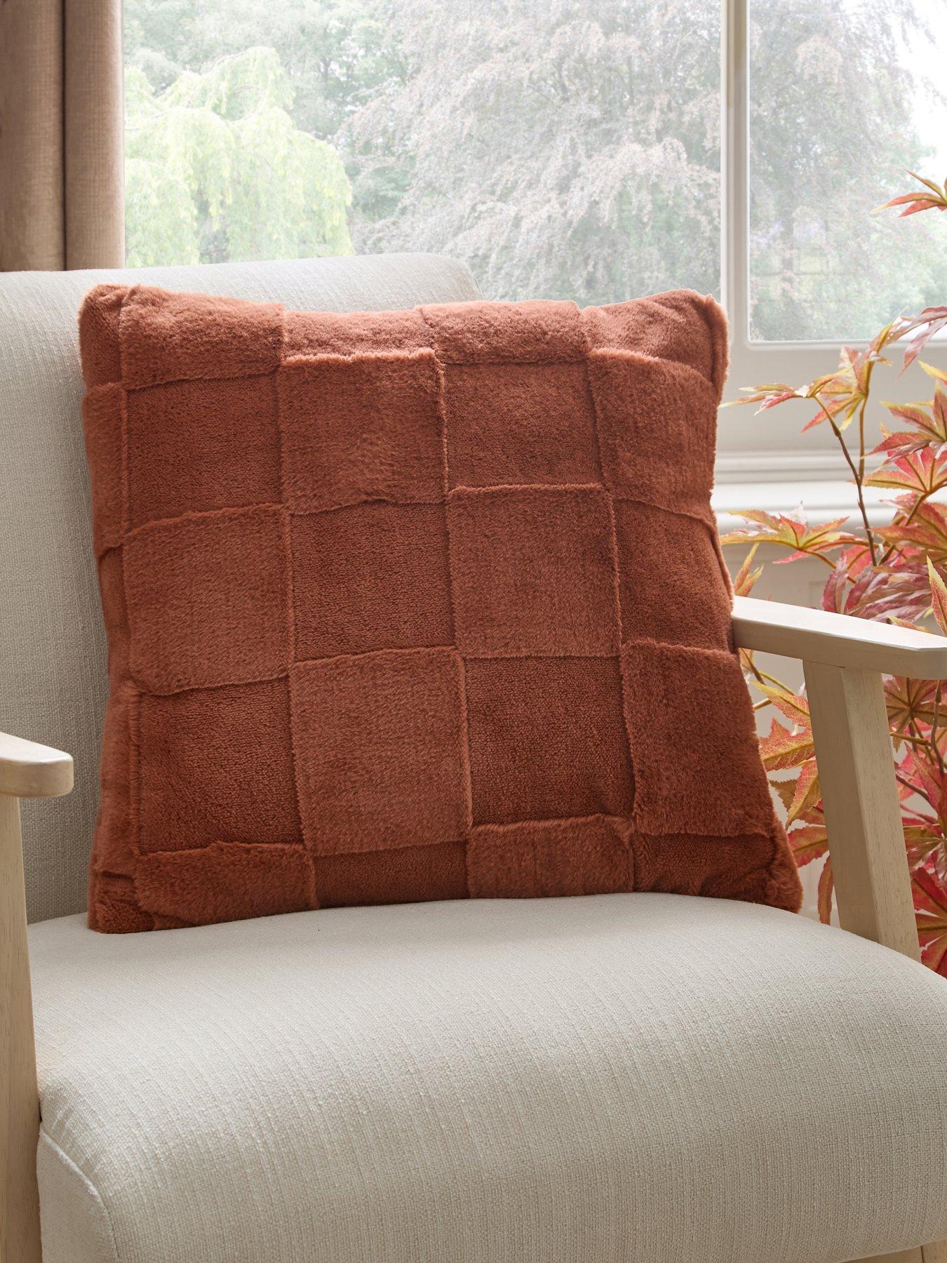 Image 1 of 7 of The Very Collection Checkerboard Faux Fur Cushion