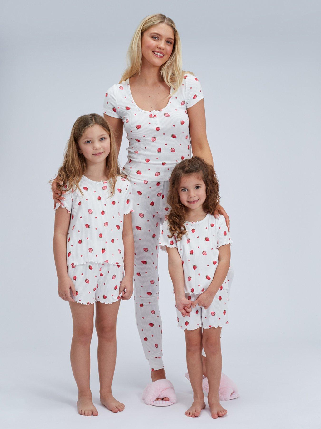Boux Avenue Girls Strawberry Rib Short Pyjamas - Ivory Mix