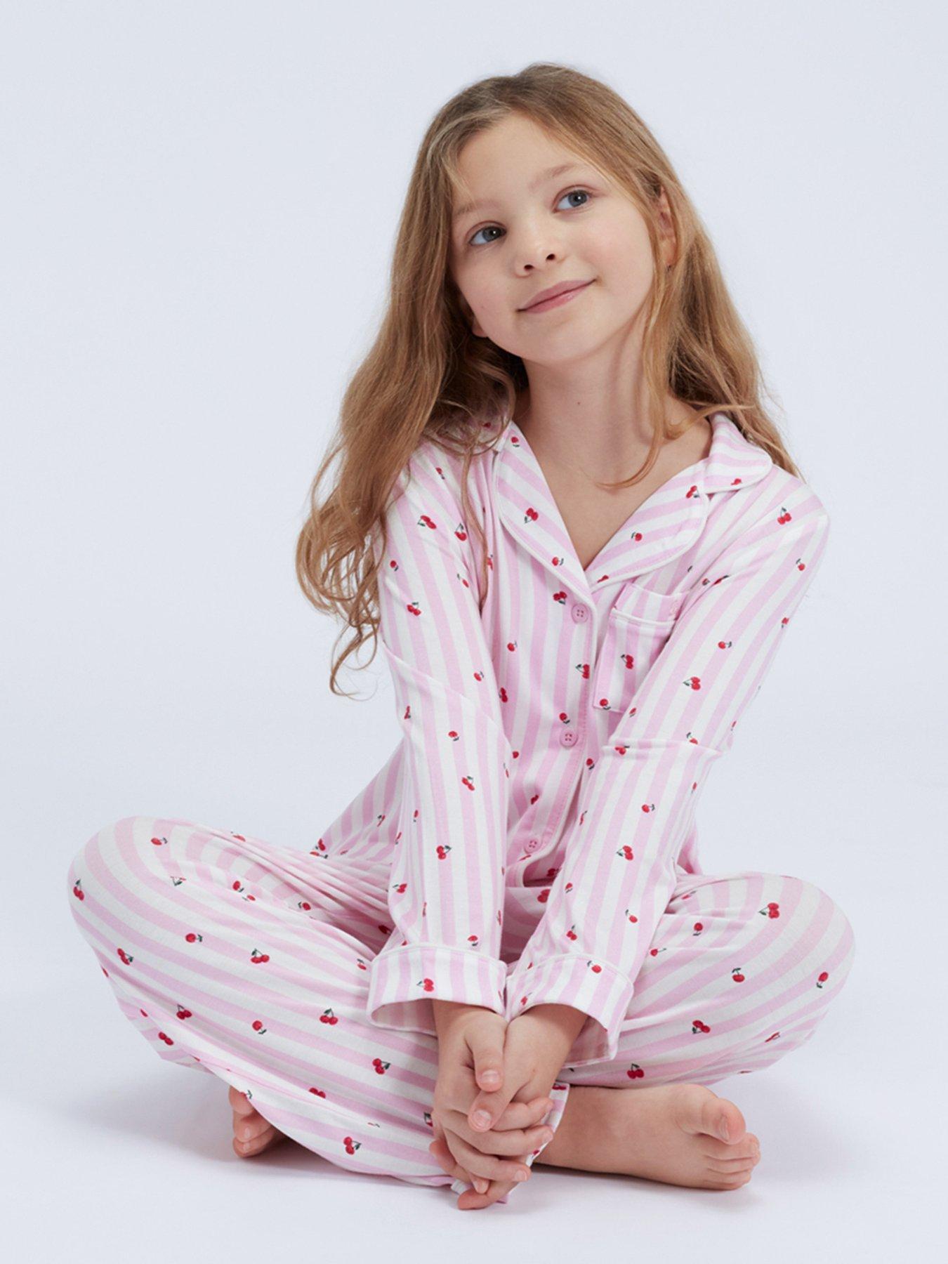 Boux Avenue Girls Cherry Stripe Modal Pyjamas - Pink Mix | Very