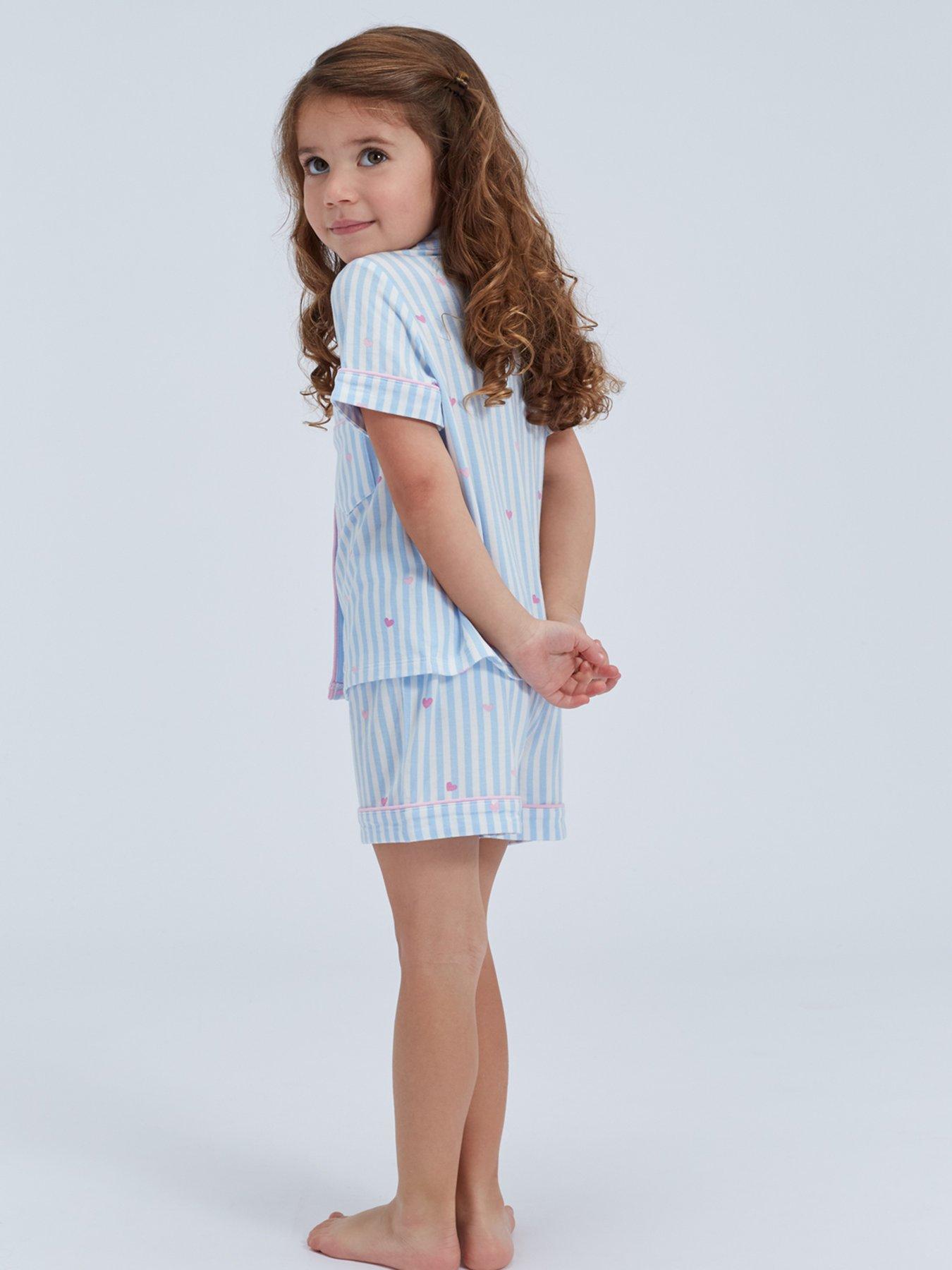Image 2 of 5 of Boux Avenue Girls Stripe Heart Modal Pyjamas - Blue Mix