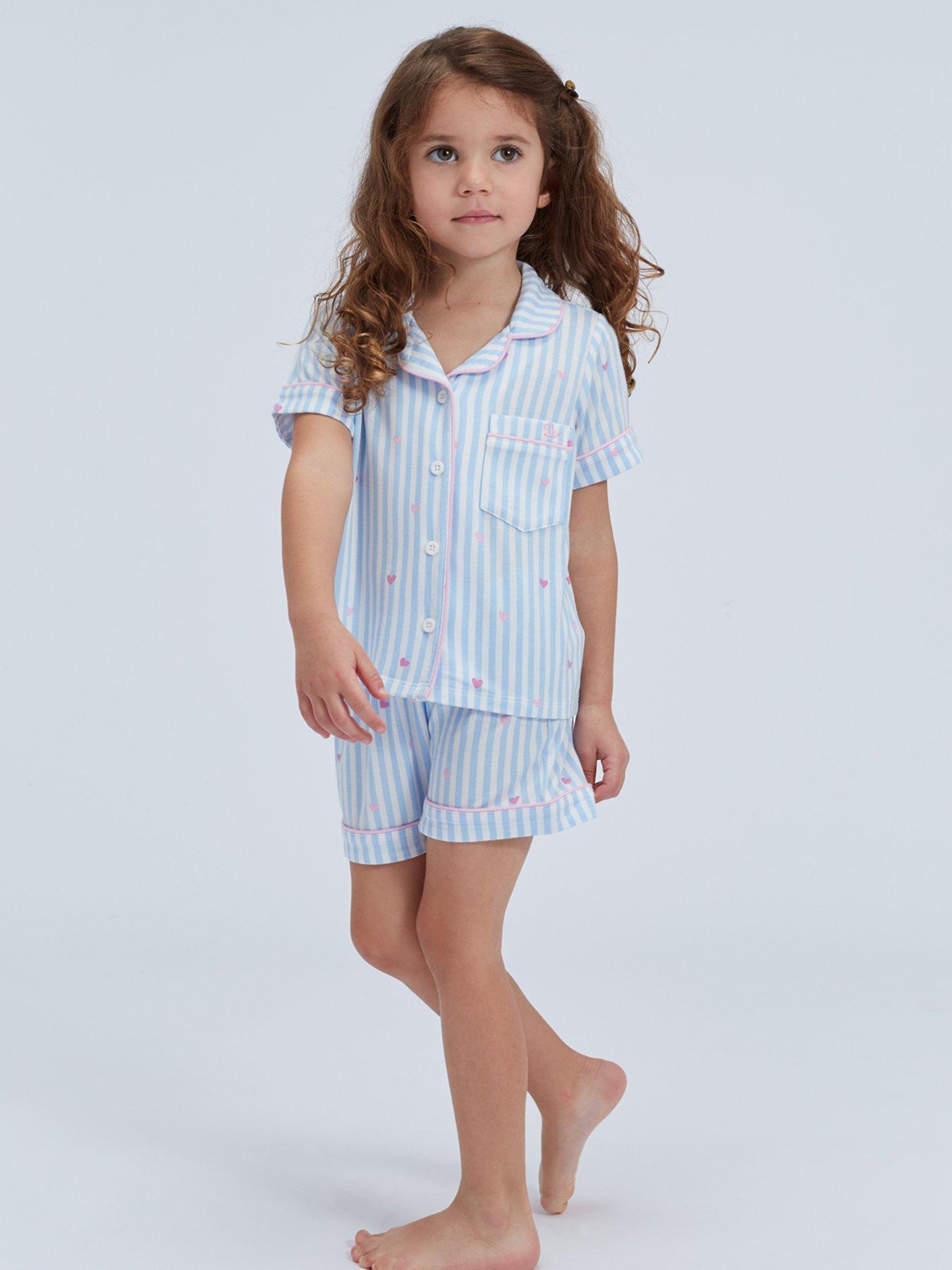 Image 3 of 5 of Boux Avenue Girls Stripe Heart Modal Pyjamas - Blue Mix