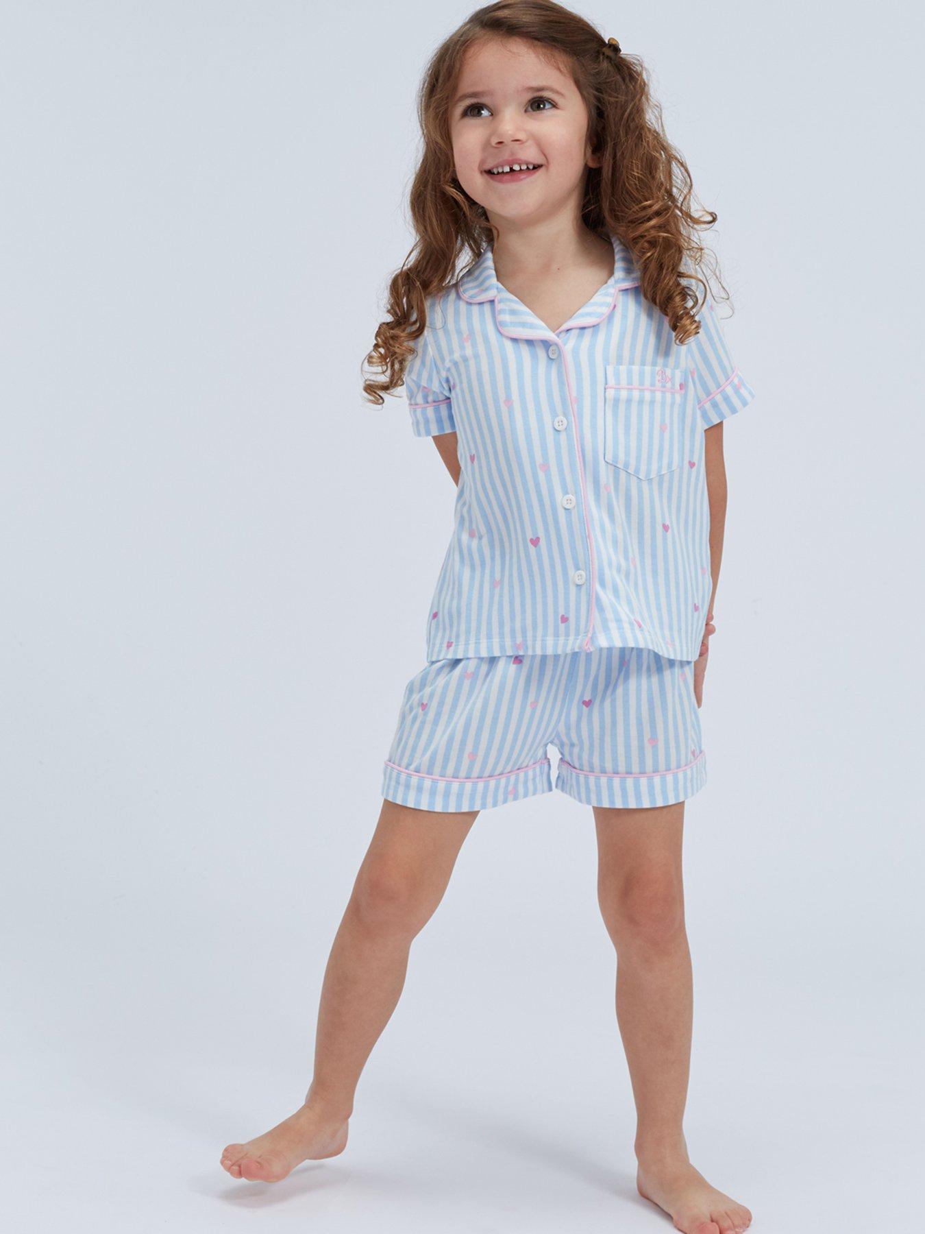 Image 4 of 5 of Boux Avenue Girls Stripe Heart Modal Pyjamas - Blue Mix