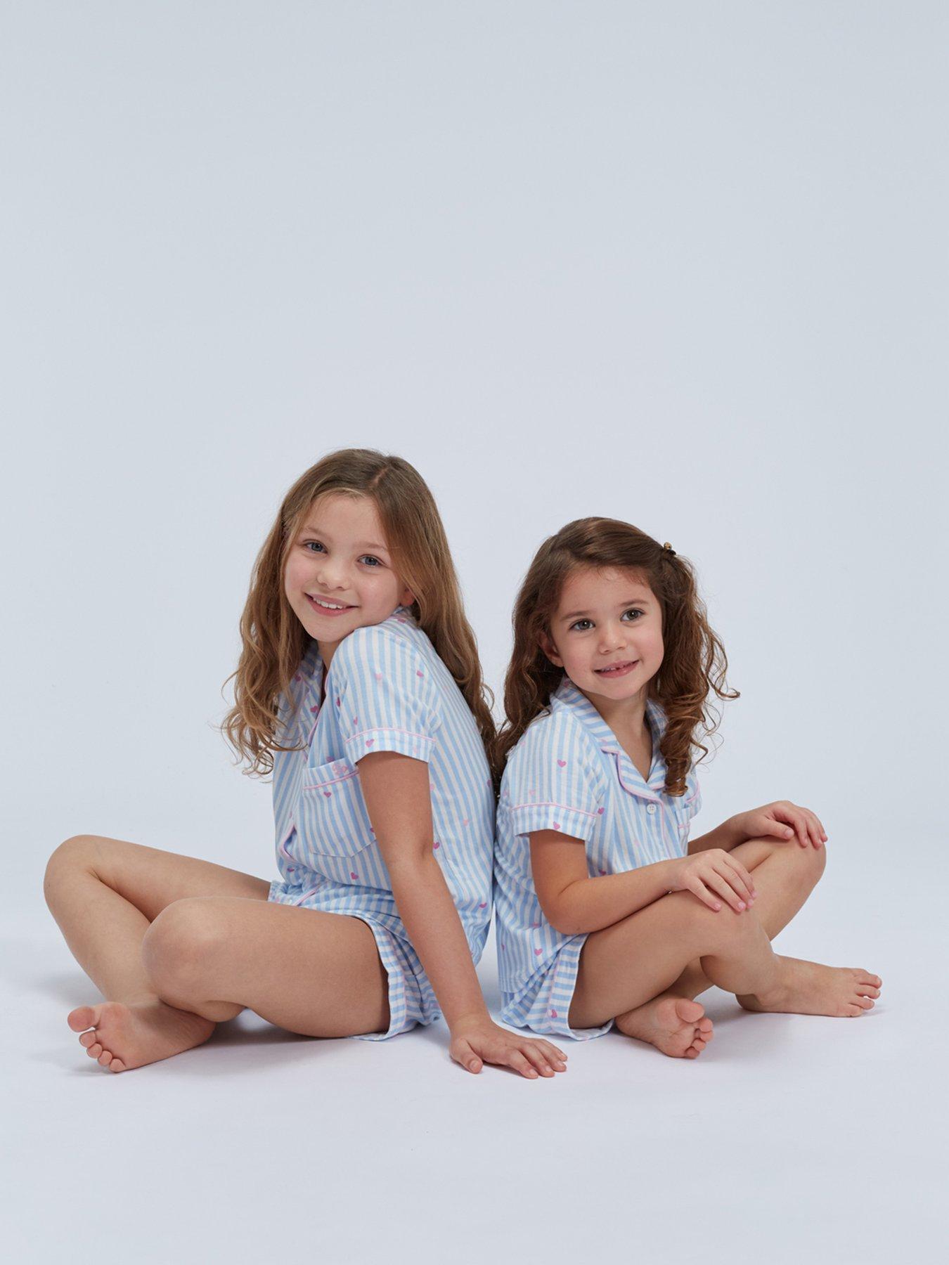 Image 5 of 5 of Boux Avenue Girls Stripe Heart Modal Pyjamas - Blue Mix