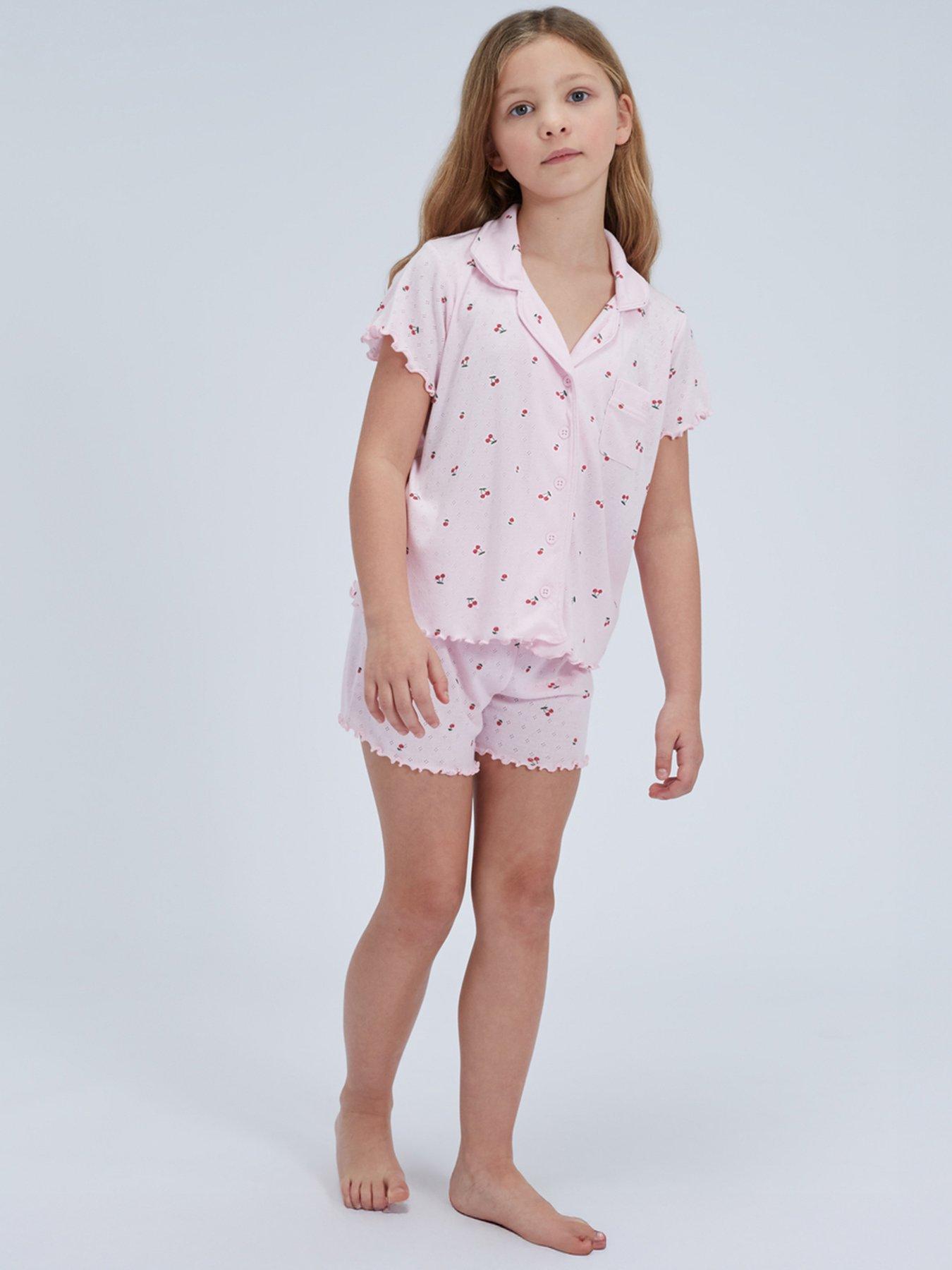 Boux Avenue Girls Cherry Pointelle Short Pyjamas - Pink Mix | Very