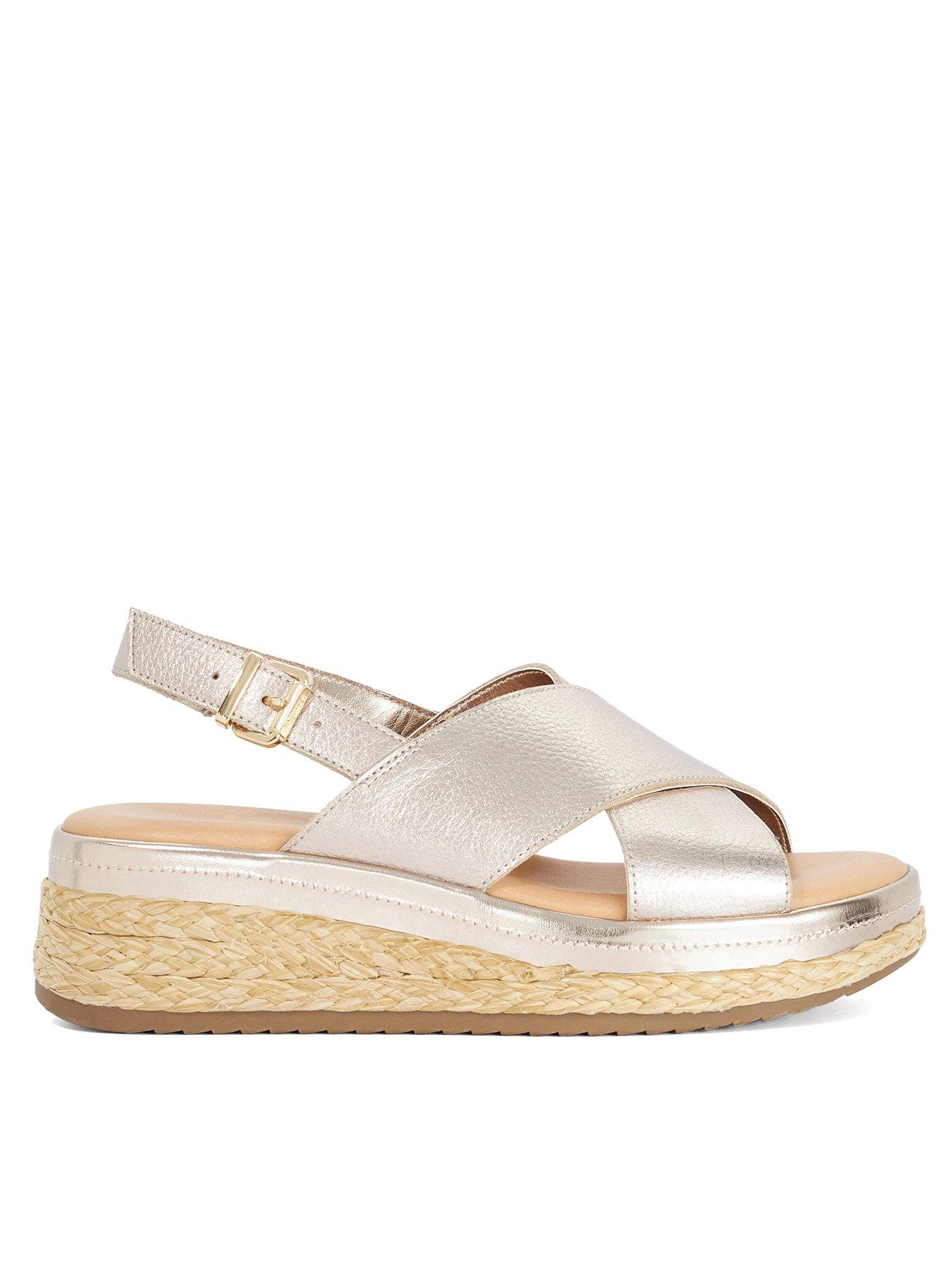 Dune London Kiya Crossover Strap Sandal - Gold