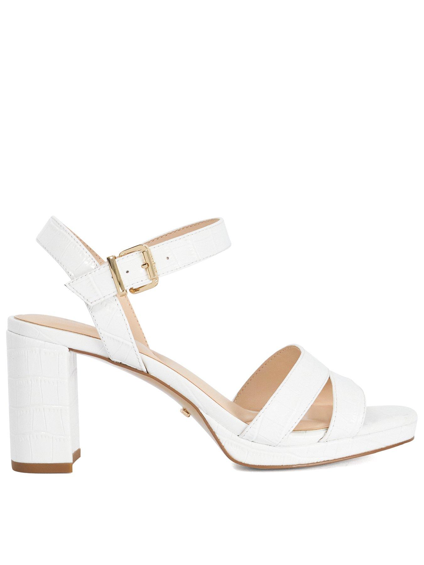 Image 1 of 5 of Dune London Manifesting Block Heel Sandals - White