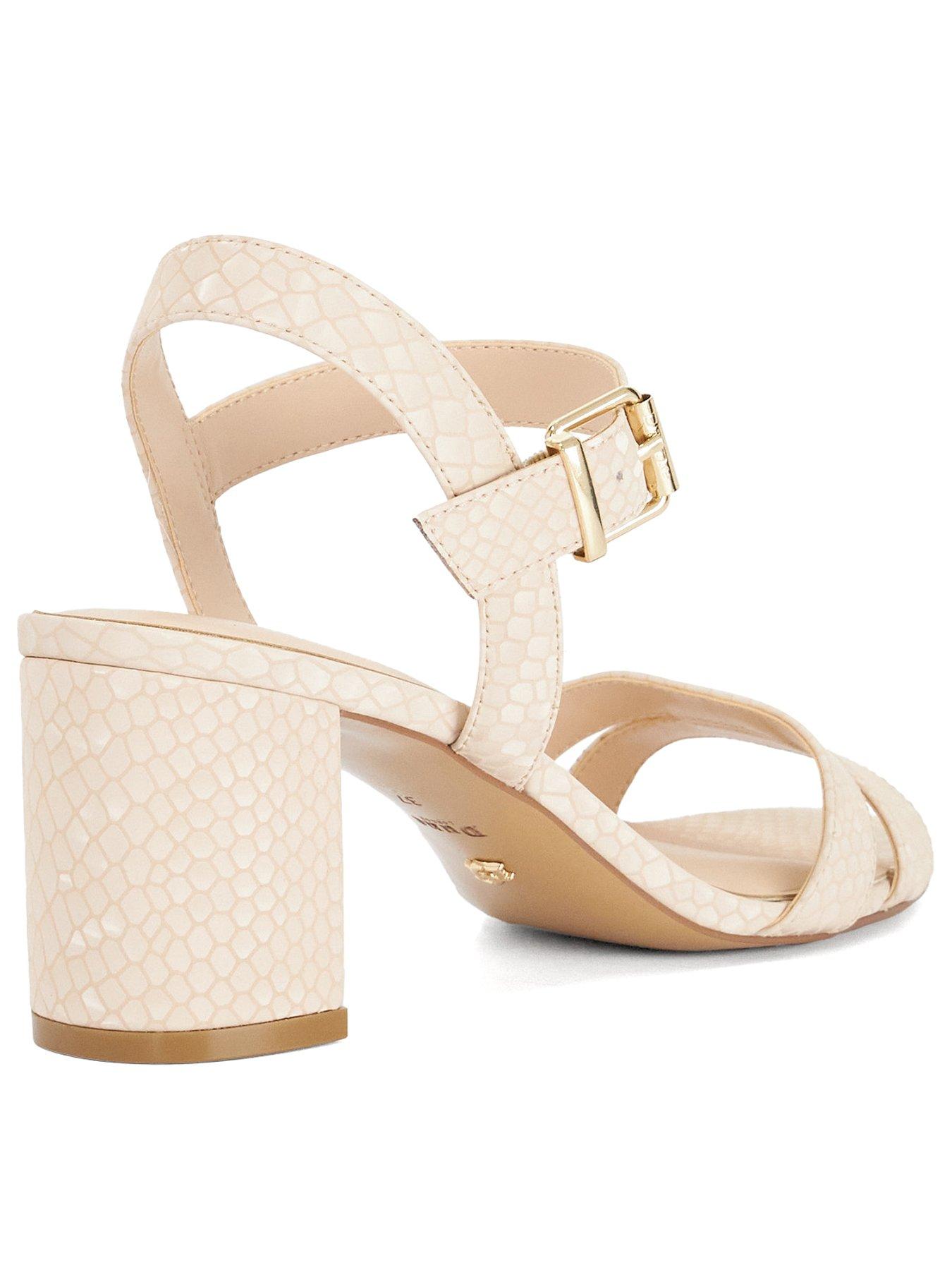 Image 3 of 6 of Dune London Merisa Block-Heeled Sandals - Cream
