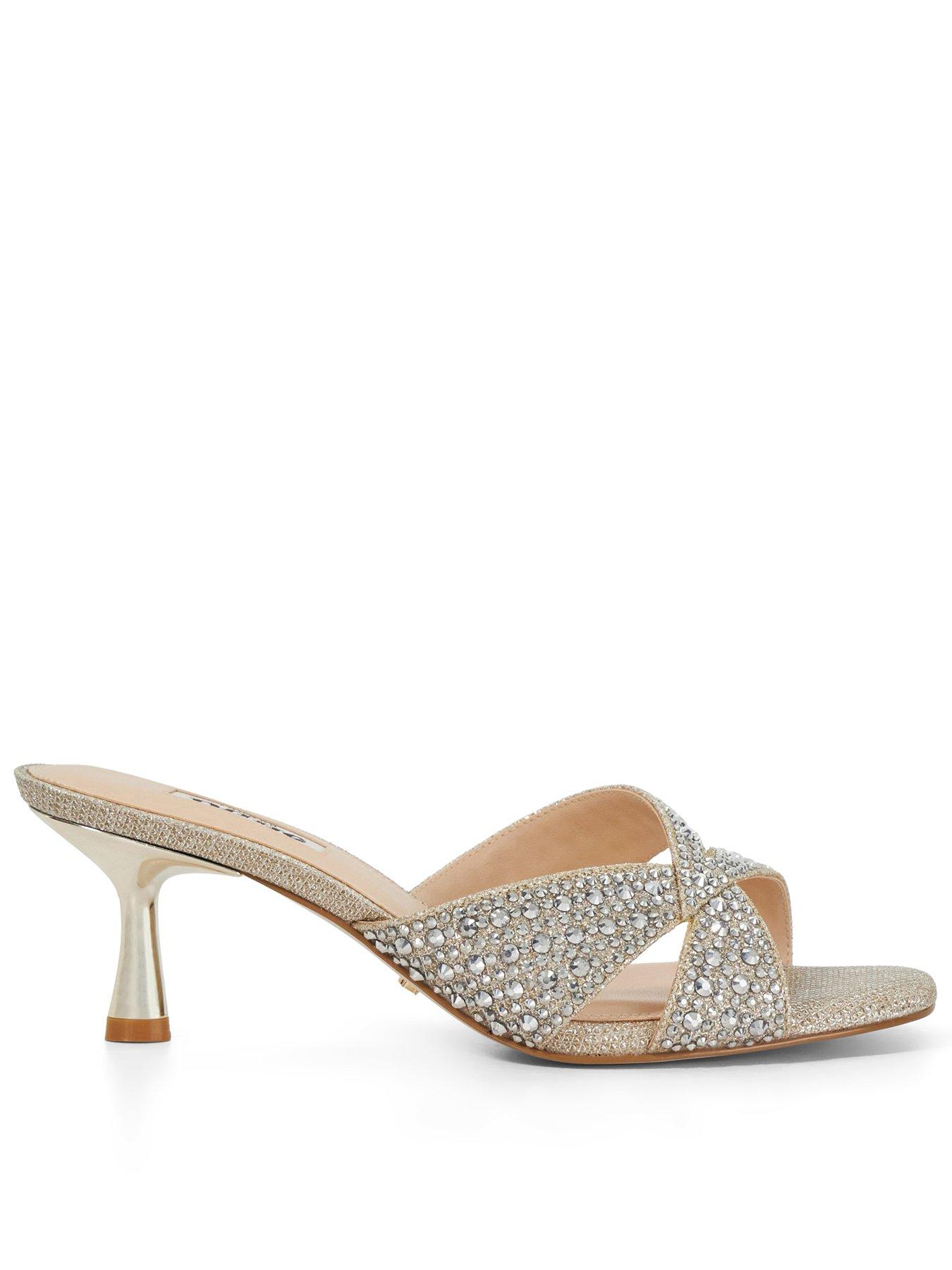 Image 1 of 6 of Dune London Monette Embellished Mule Heel - Gold
