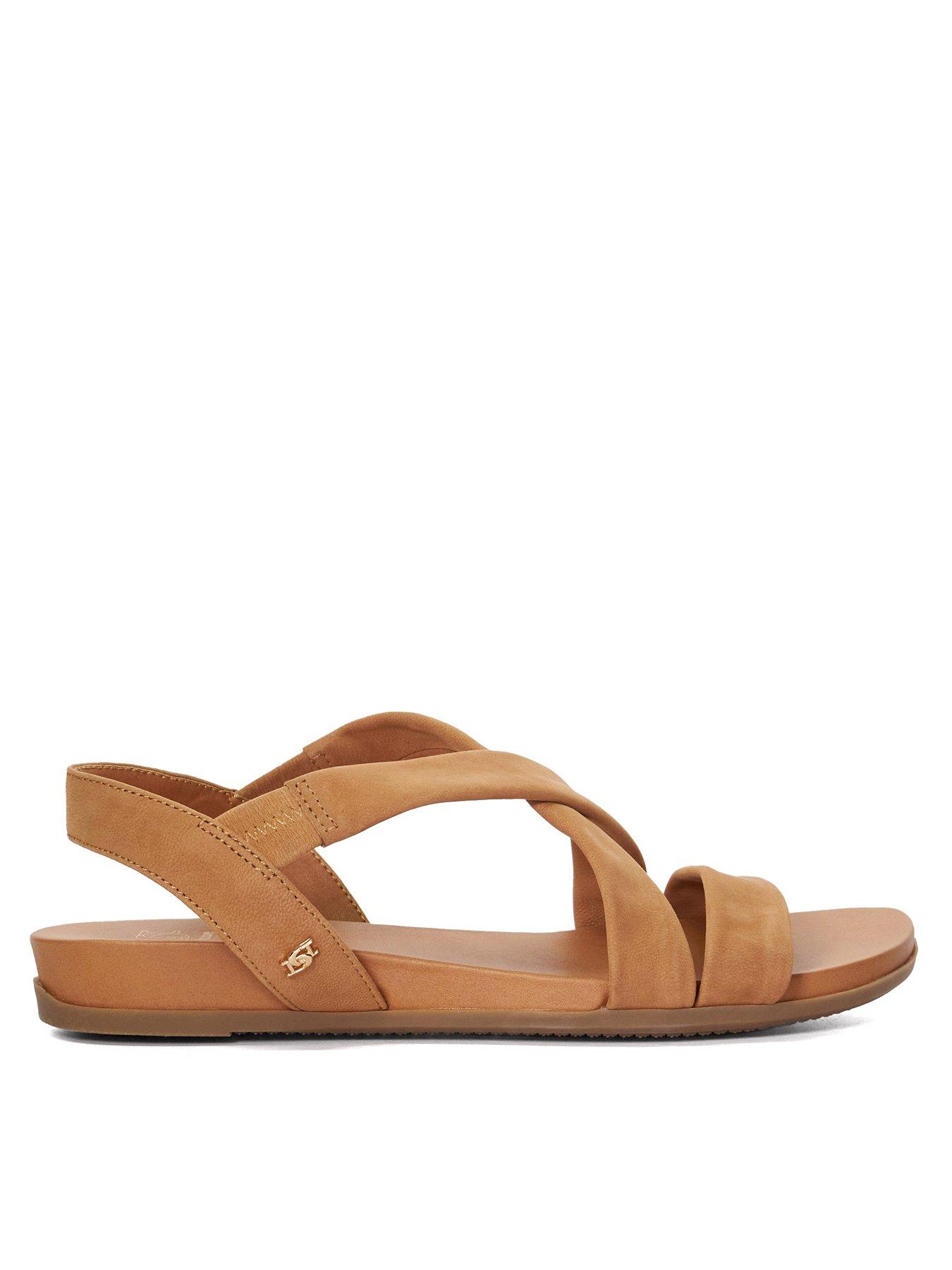 Dune London Wide Fit Landies Flat Sandals - Camel