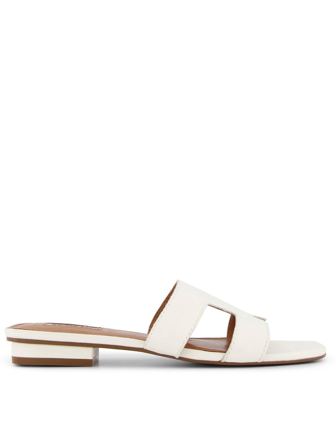 Dune London Wide Fit Loupe Smart Slider Sandals - White